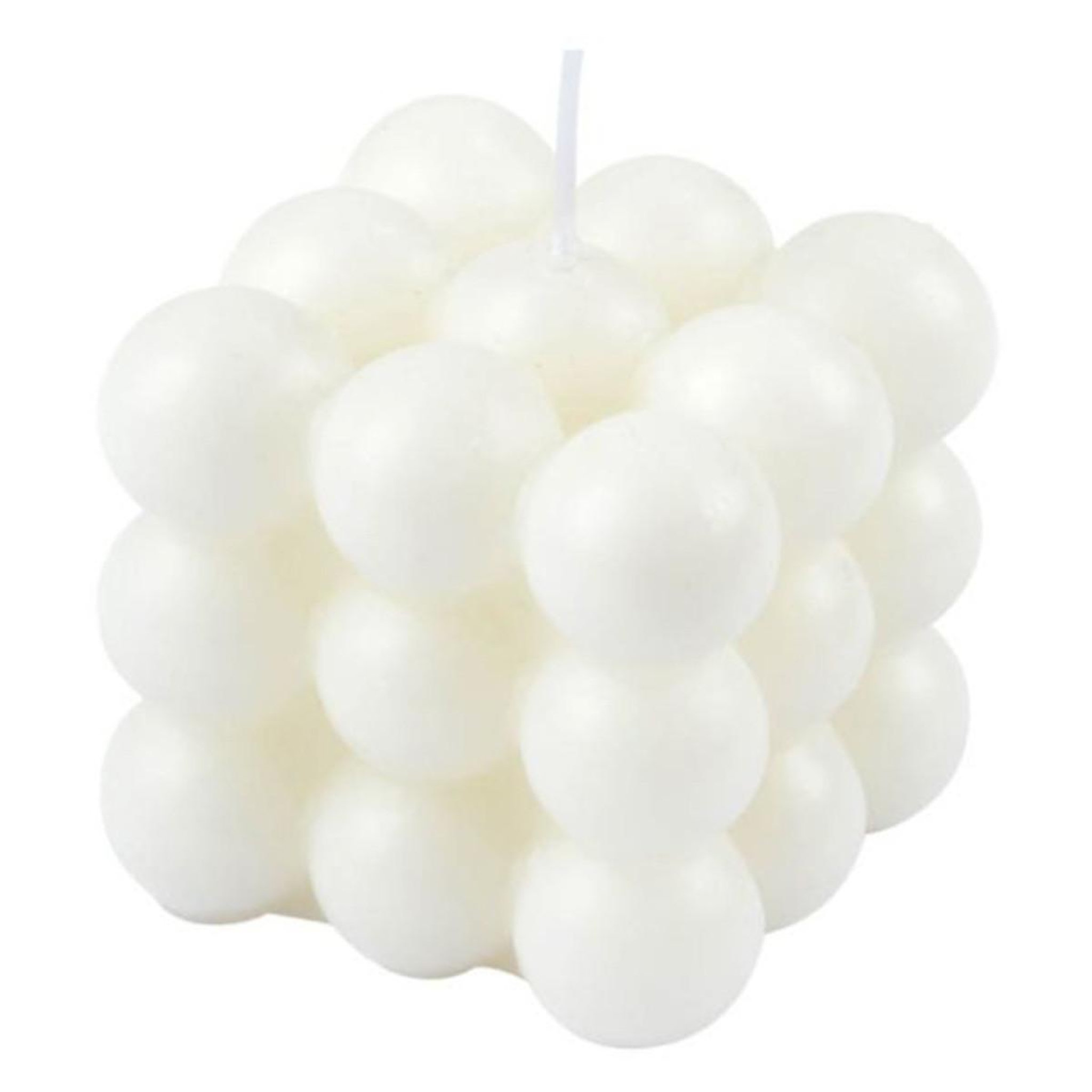 HOMEA Bougie déco cube  arty  6cm blanc