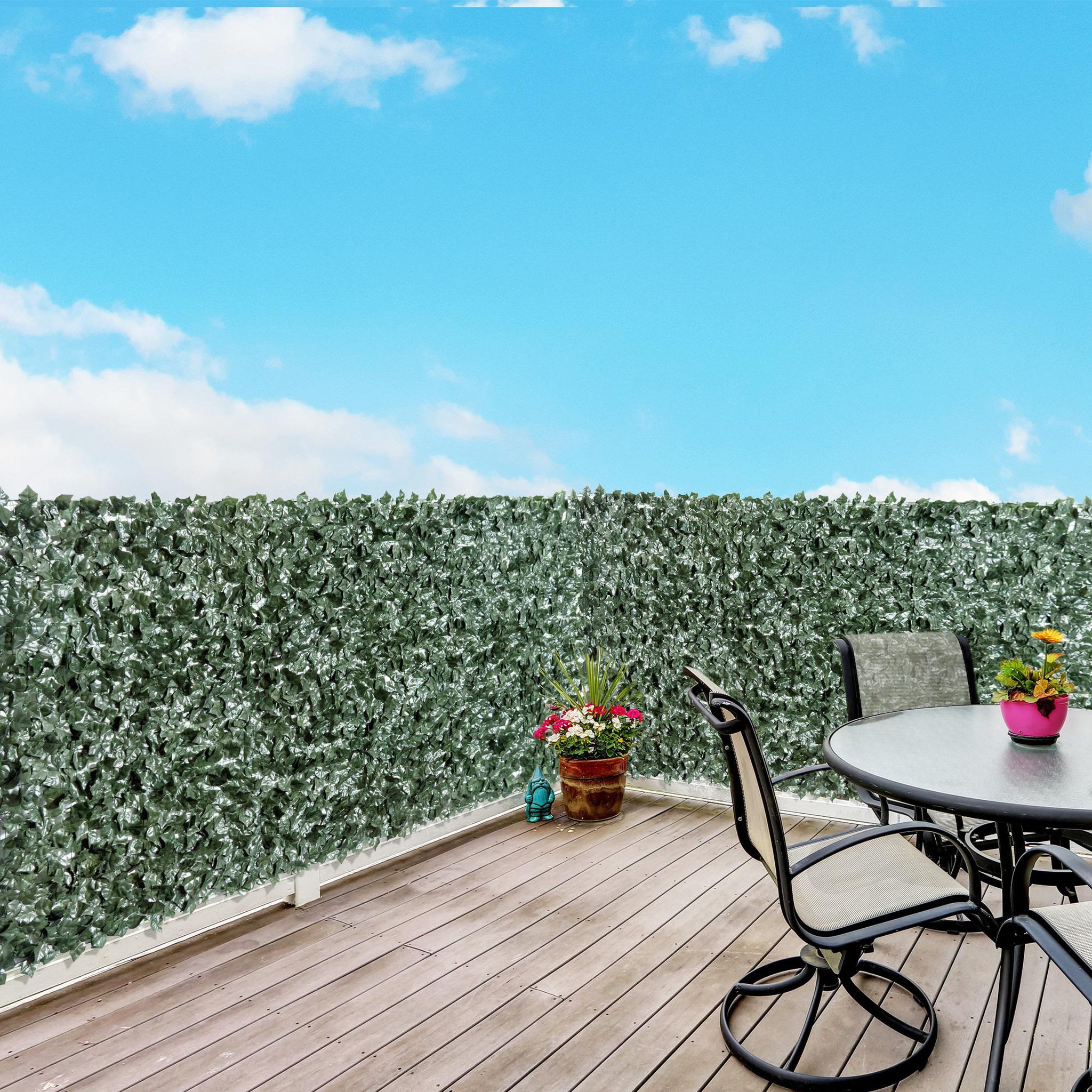 Voir la diapositive 2 : OUTSUNNY Haie artificielle brise-vue décoration rouleau 3L x 1,5H m feuillage réaliste anti-UV vert foncé