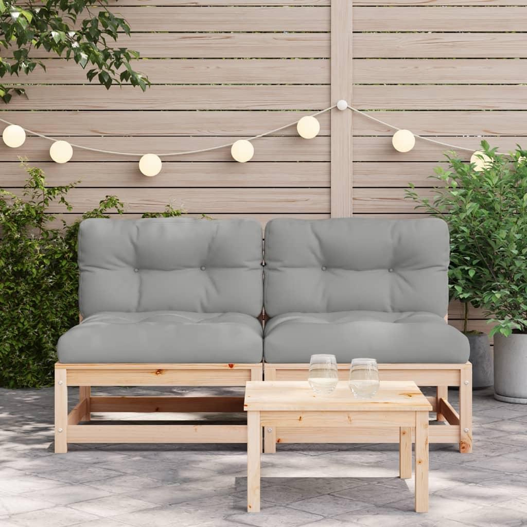 Voir la diapositive 3 : VIDAXL Canapes de jardin sans accoudoirs coussins 2pcs bois massif pin
