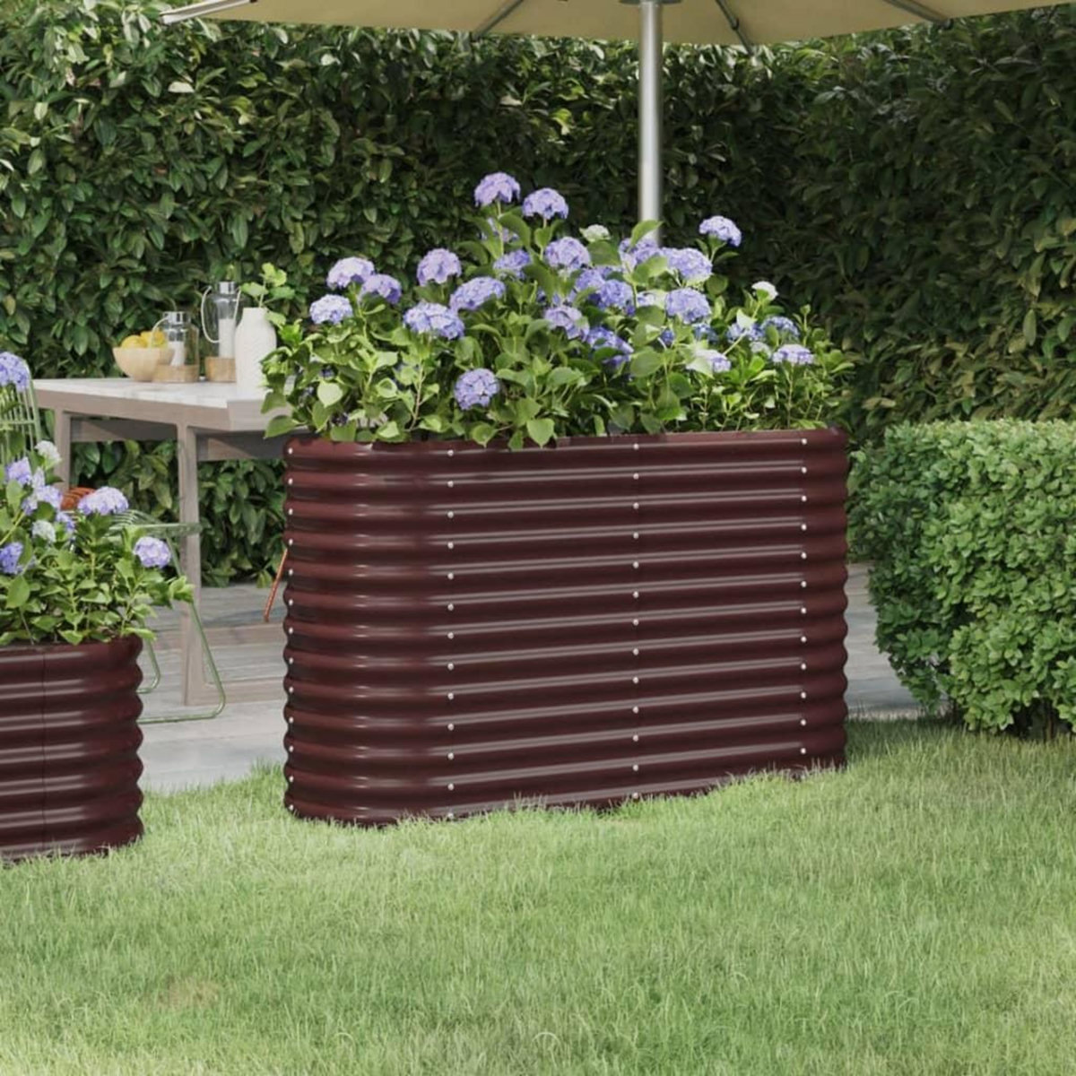 VIDAXL Lit sureleve de jardin Acier enduit de poudre marron
