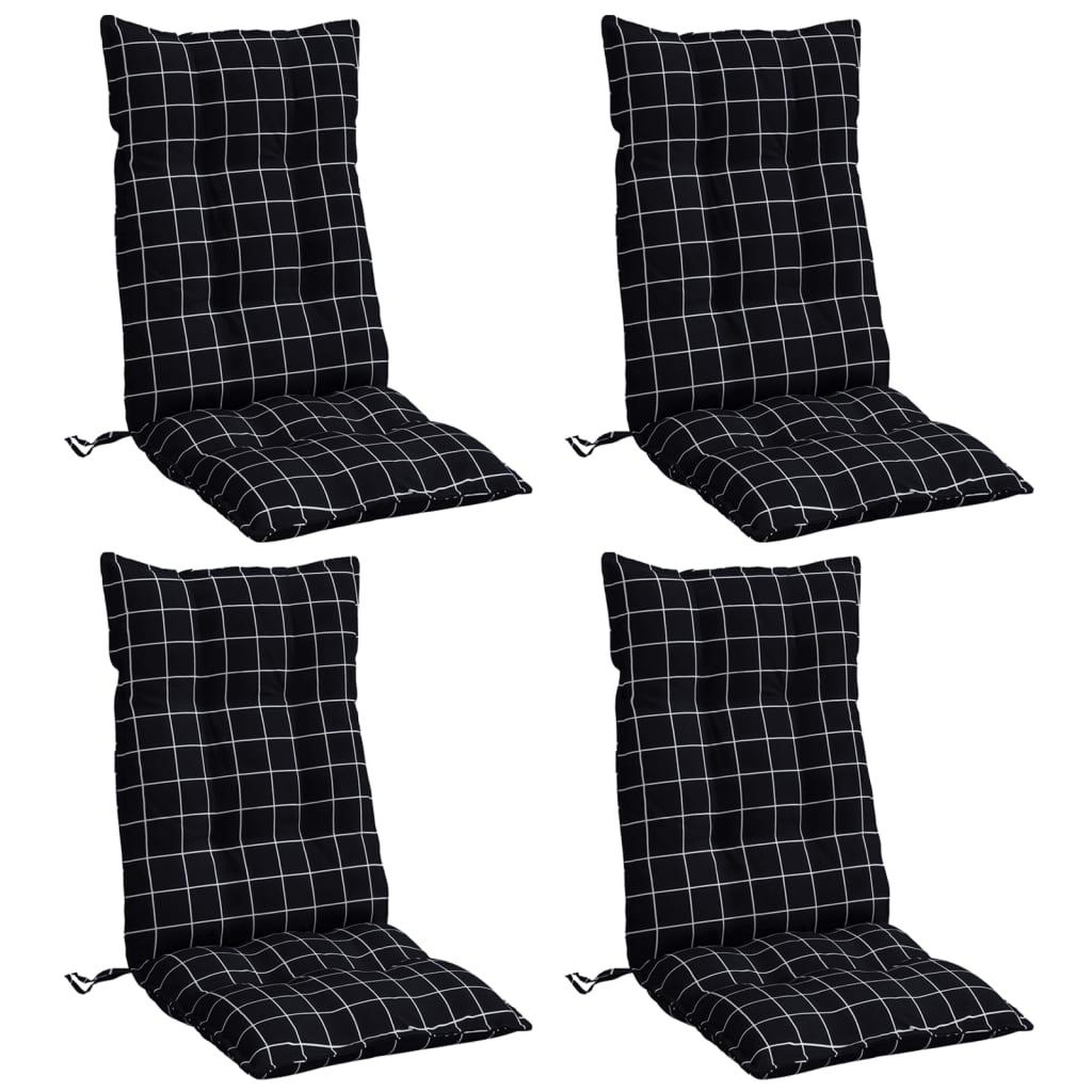 Voir la diapositive 3 : VIDAXL Coussins de chaise a dossier haut lot de 4 motif carreaux noir