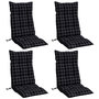 Voir la diapositive 3 : VIDAXL Coussins de chaise a dossier haut lot de 4 motif carreaux noir