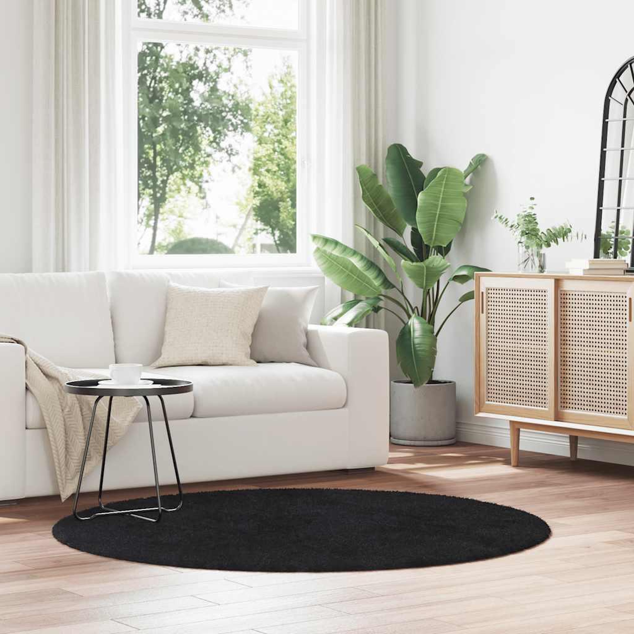 VIDAXL Tapis shaggy a poils longs NAVARRA noir 160x160 cm polyester