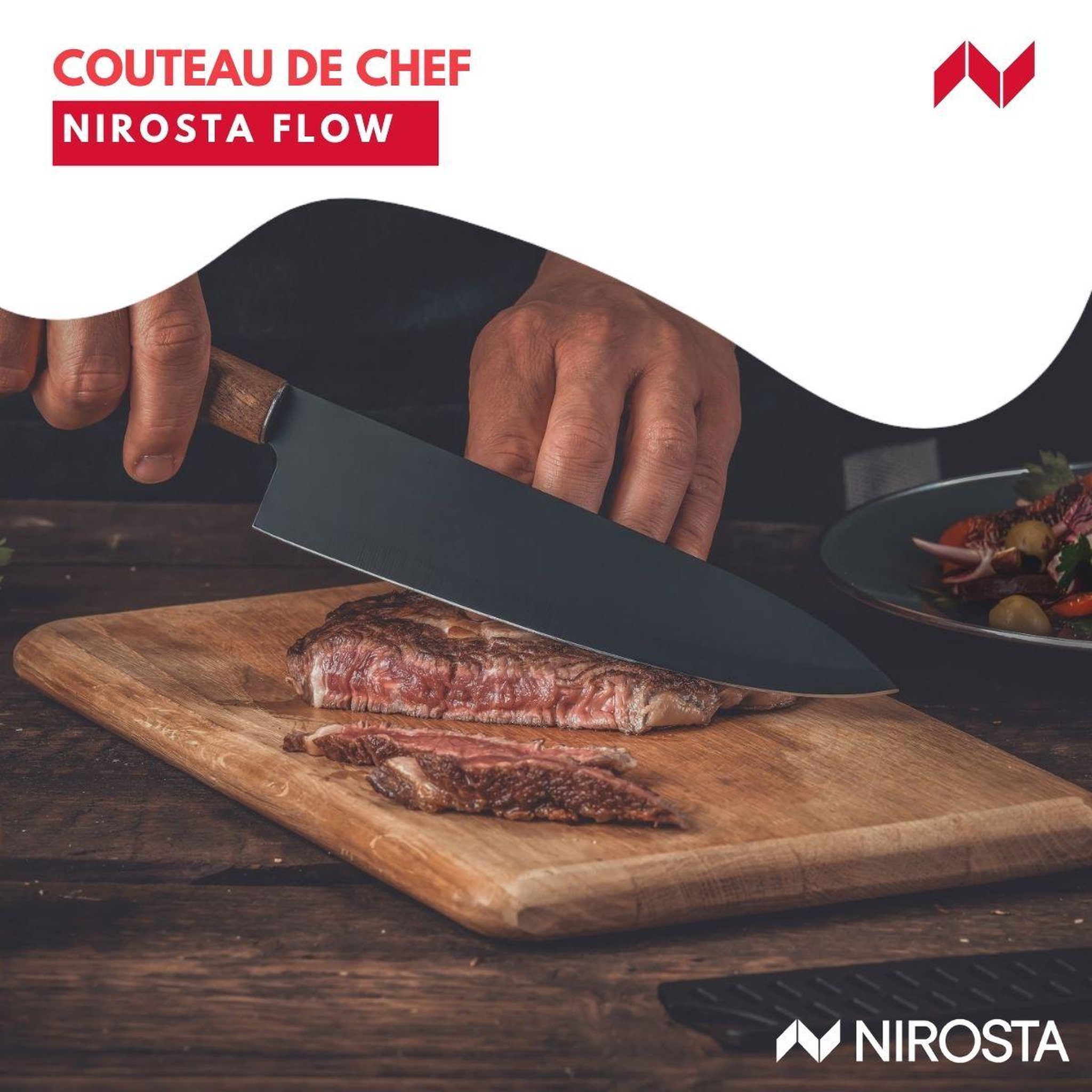 Voir la diapositive 2 : NIROSTA Couteau de chef 33 cm Nirosta Flow