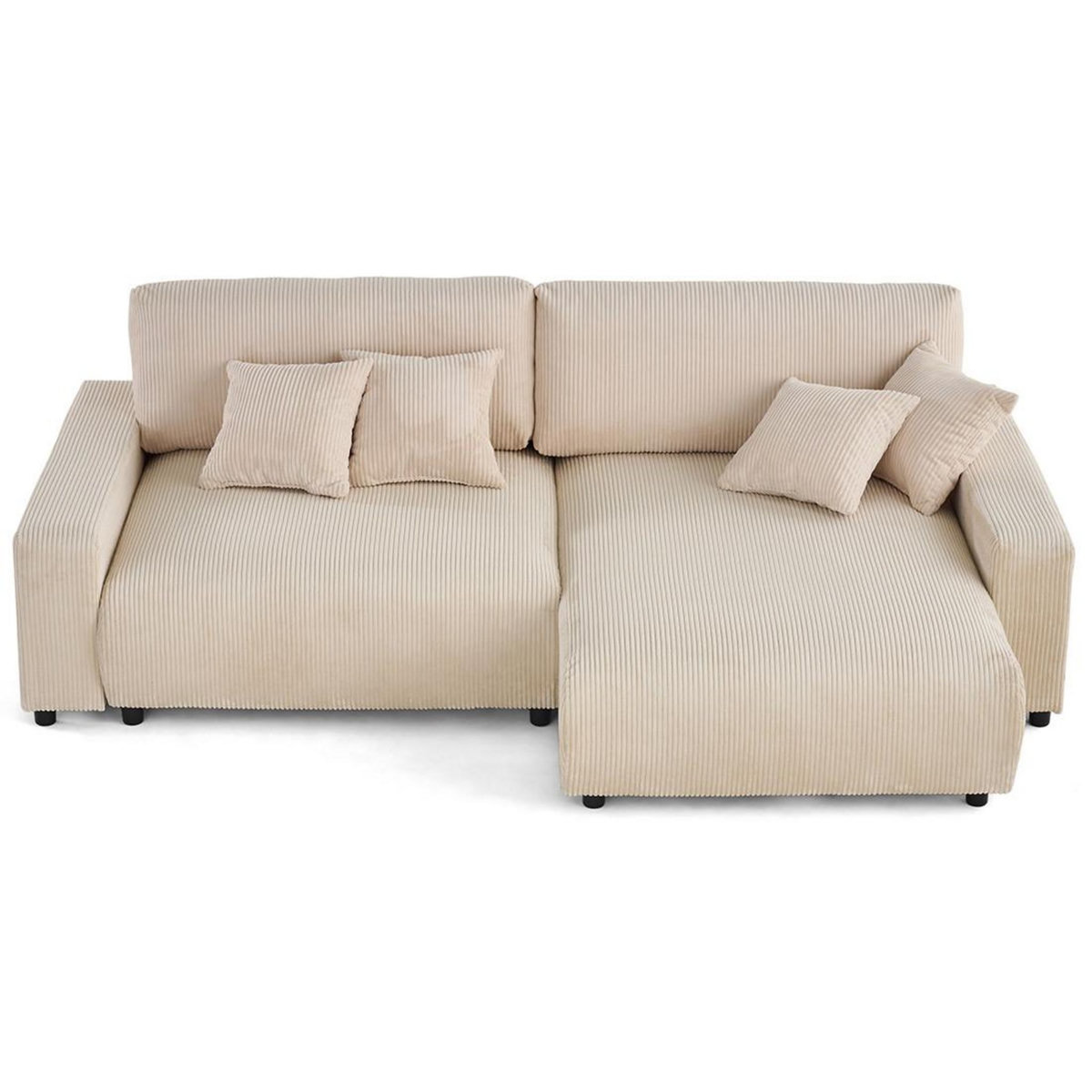 LISA DESIGN Pivoine - canapé d'angle 4 places réversible convertible avec 2 coffres en velours côtelé