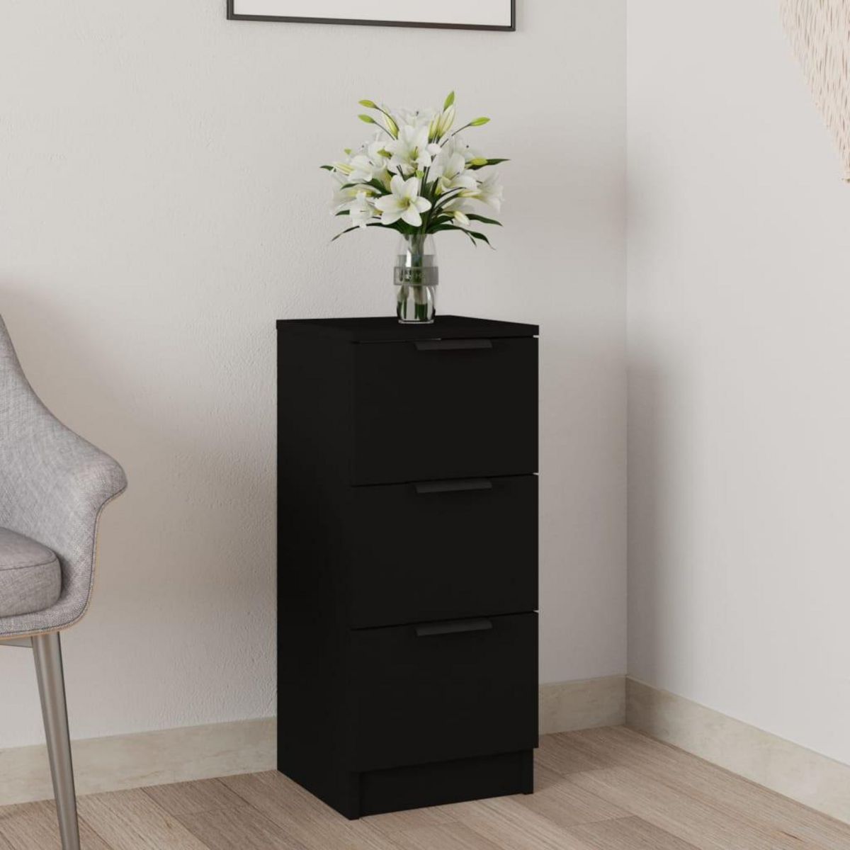 VIDAXL Buffet noir 30x30x70 cm bois d'ingenierie