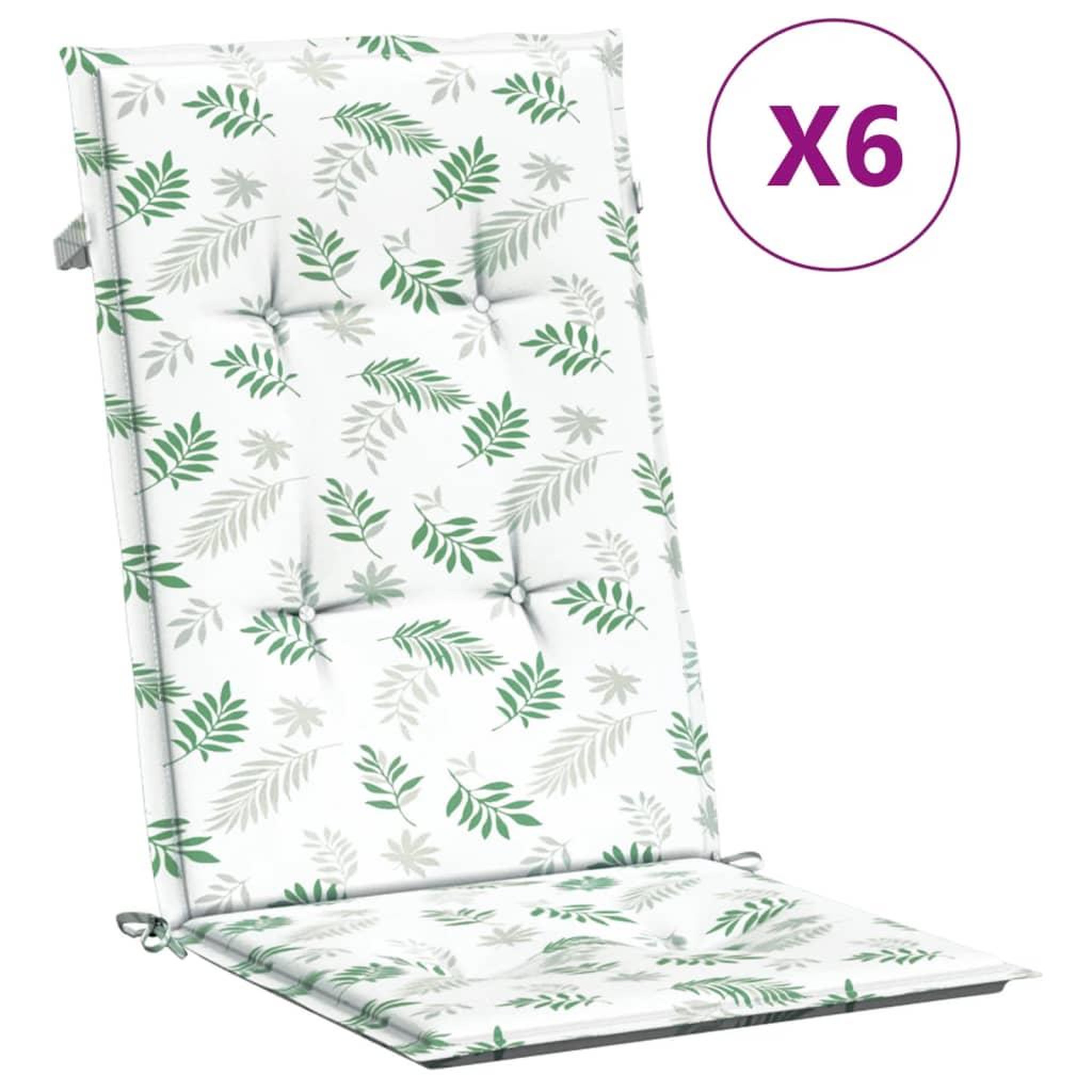 Voir la diapositive 2 : VIDAXL Coussins de chaise a dossier haut lot de 6 modele de feuille