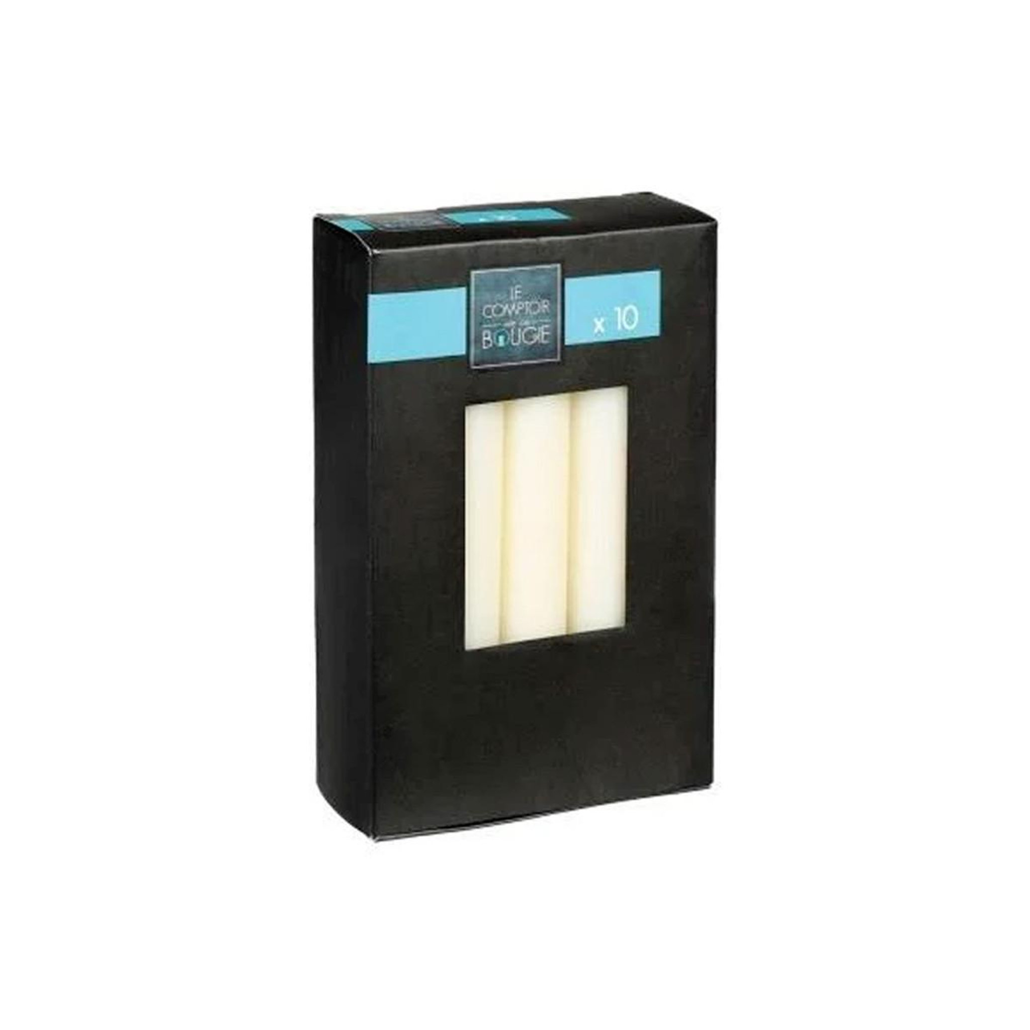 Voir la diapositive 3 : COMPTOIR DE LA BOUGIE Lot de 10 bougies bâton  hugo  16cm ivoire