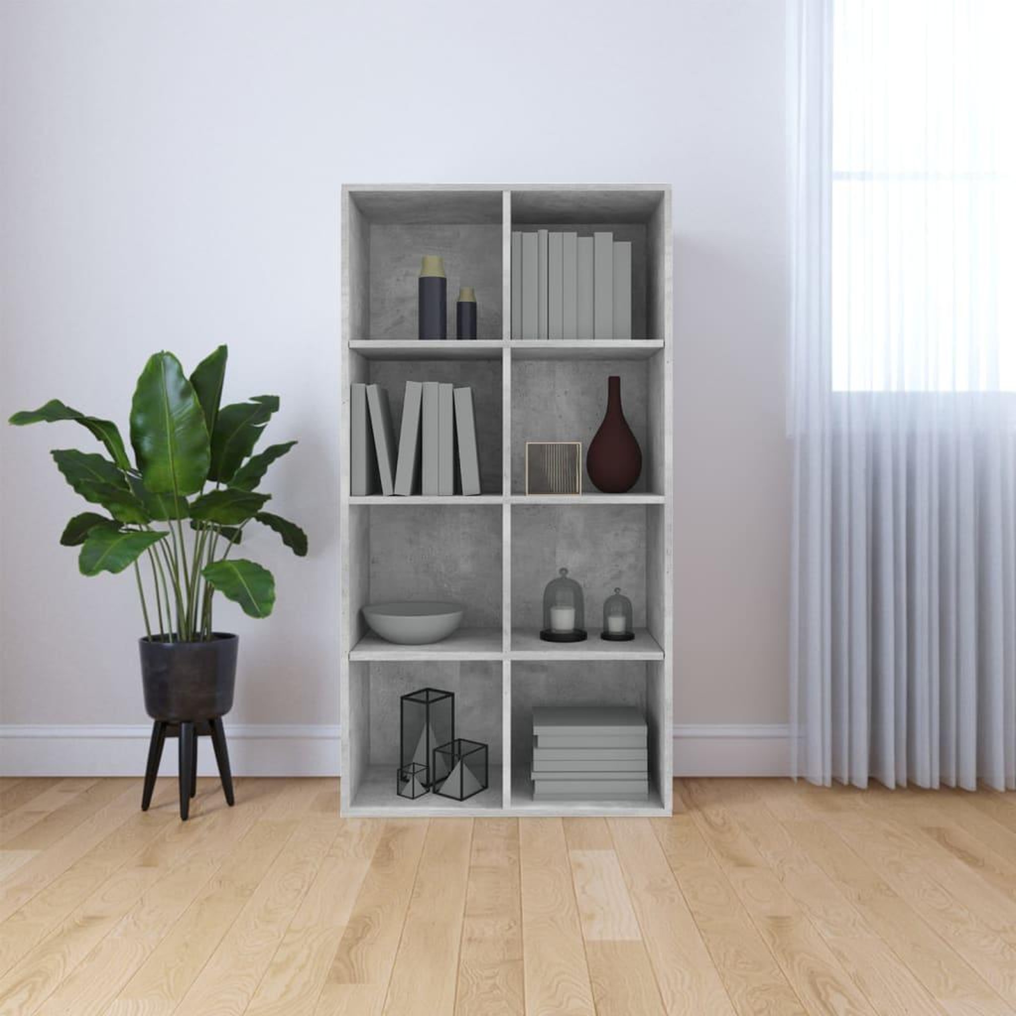 Voir la diapositive 1 : VIDAXL Bibliotheque/Buffet Gris beton 66x30x130 cm Bois d'ingenierie