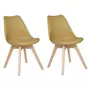 ATMOSPHERA Lot de 2 chaises style scandinave pieds bois massif coloris jaune ocre OPRA