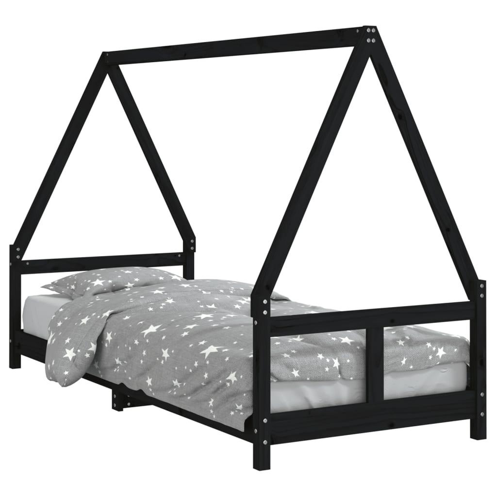Voir la diapositive 2 : VIDAXL Cadre de lit pour enfants noir 80x200 cm bois de pin massif