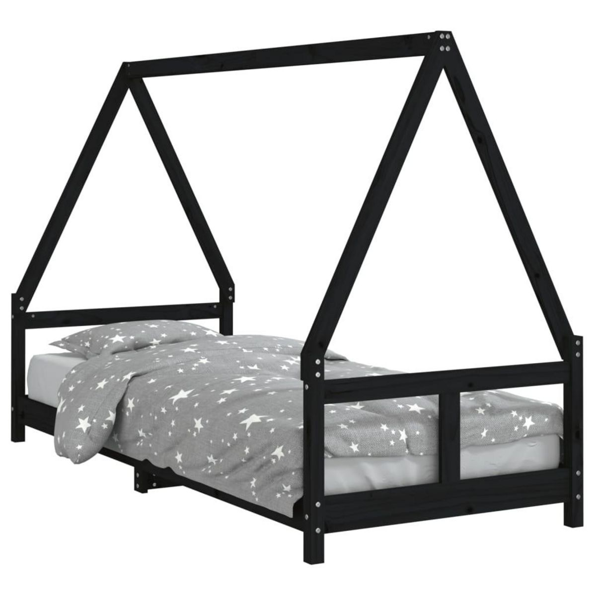 VIDAXL Cadre de lit pour enfants noir 80x200 cm bois de pin massif
