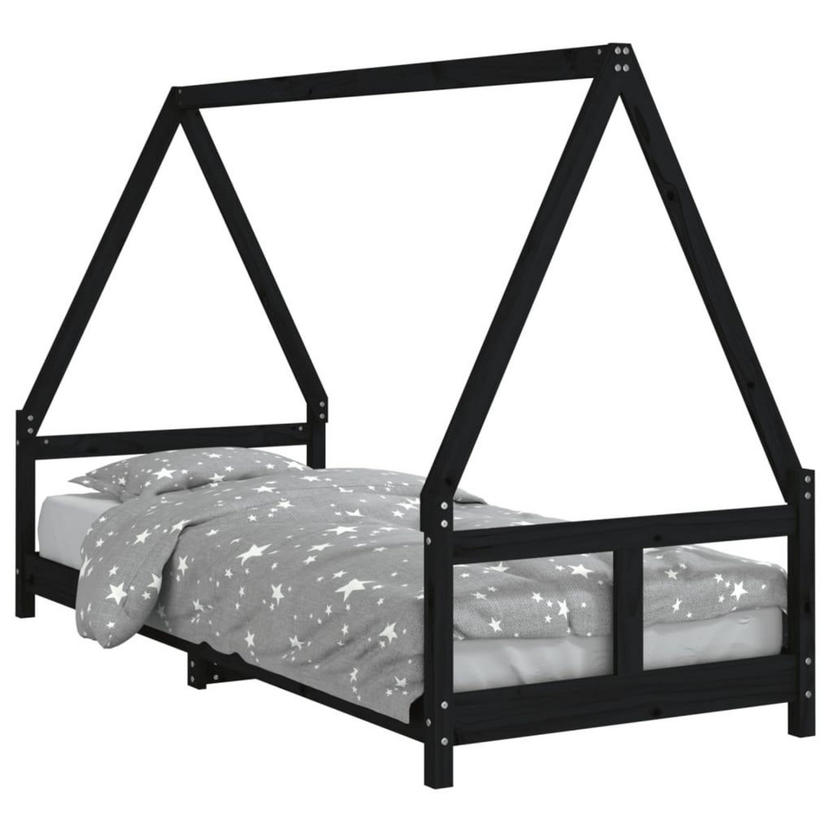 VIDAXL Cadre de lit pour enfants noir 80x200 cm bois de pin massif