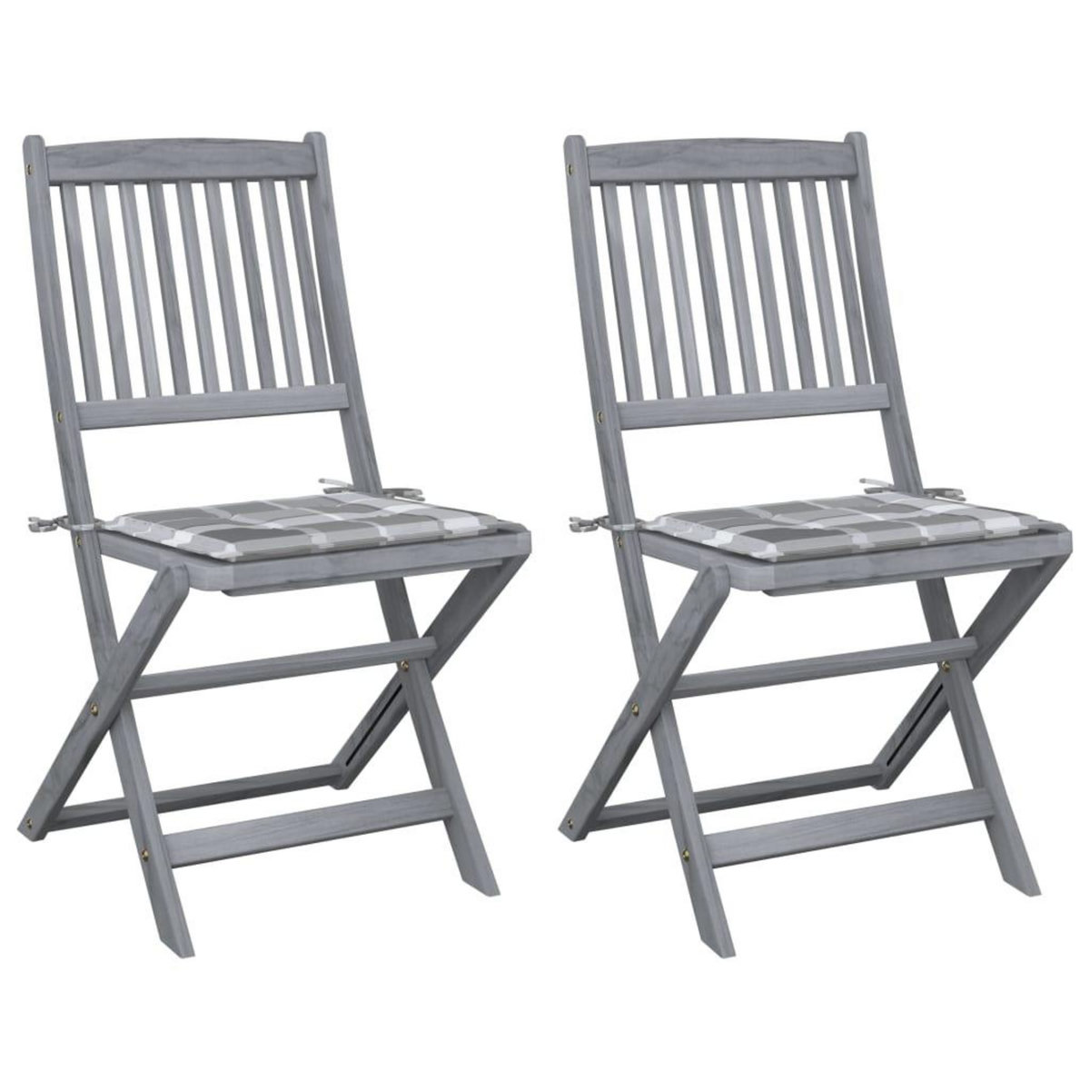 VIDAXL Chaises pliables d'exterieur lot de 2 et coussins Bois d'acacia