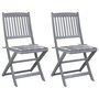 Voir la diapositive 1 : VIDAXL Chaises pliables d'exterieur lot de 2 et coussins Bois d'acacia
