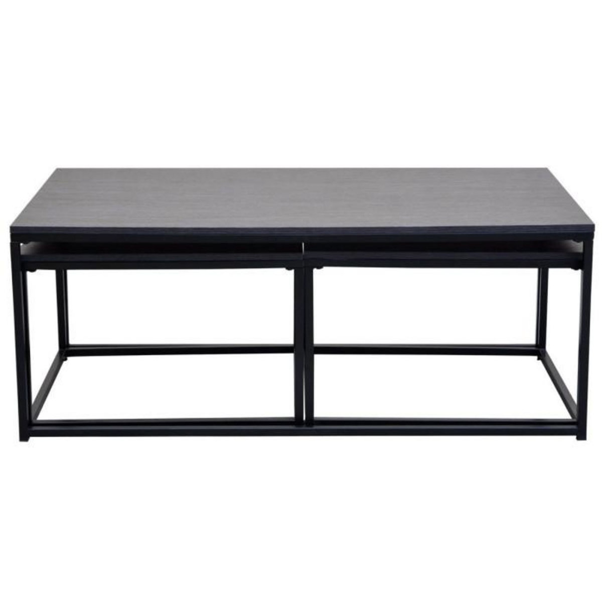 Paris Prix Lot de 3 Tables Basses Gigognes  Féline  120cm Gris Anthracite