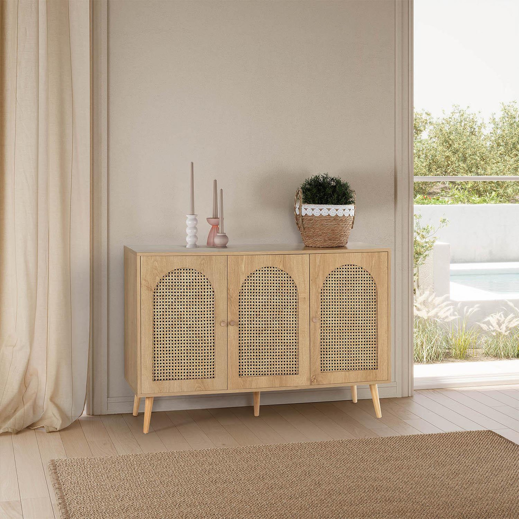 Voir la diapositive 2 : VS VENTA-STOCK Buffet Luna 3 portes couleur Chêne