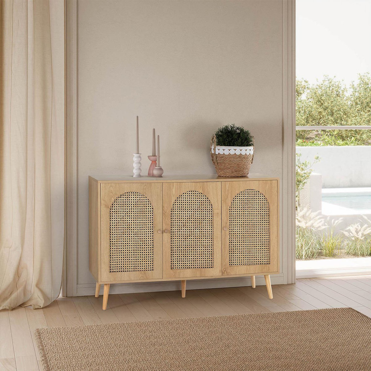 VS VENTA-STOCK Buffet Luna 3 portes couleur Chêne