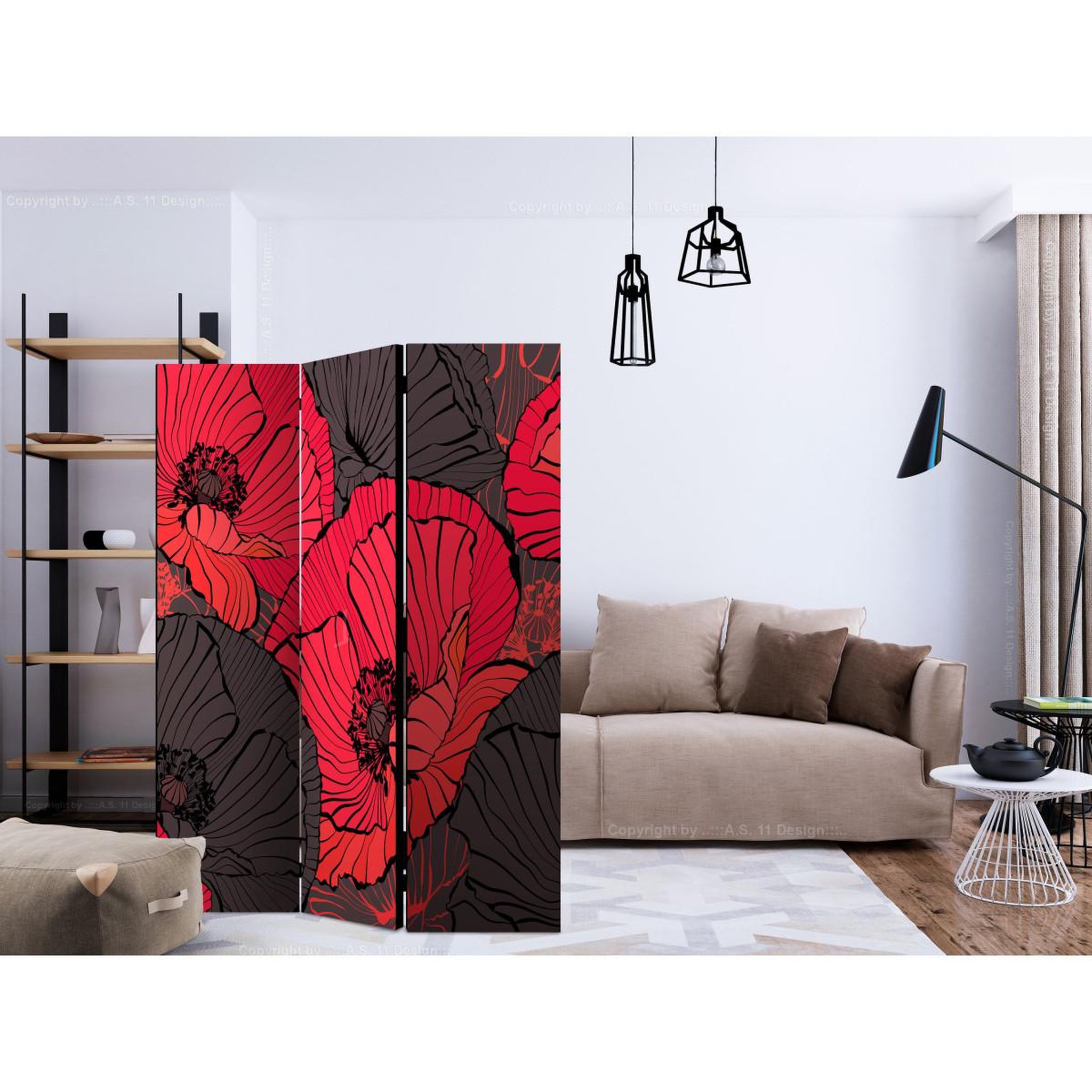 Voir la diapositive 2 : Paris Prix Paravent 3 volets  pleated poppies  135x172cm