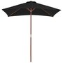 VIDAXL Parasol d'exterieur avec mat en bois Noir 150x200 cm