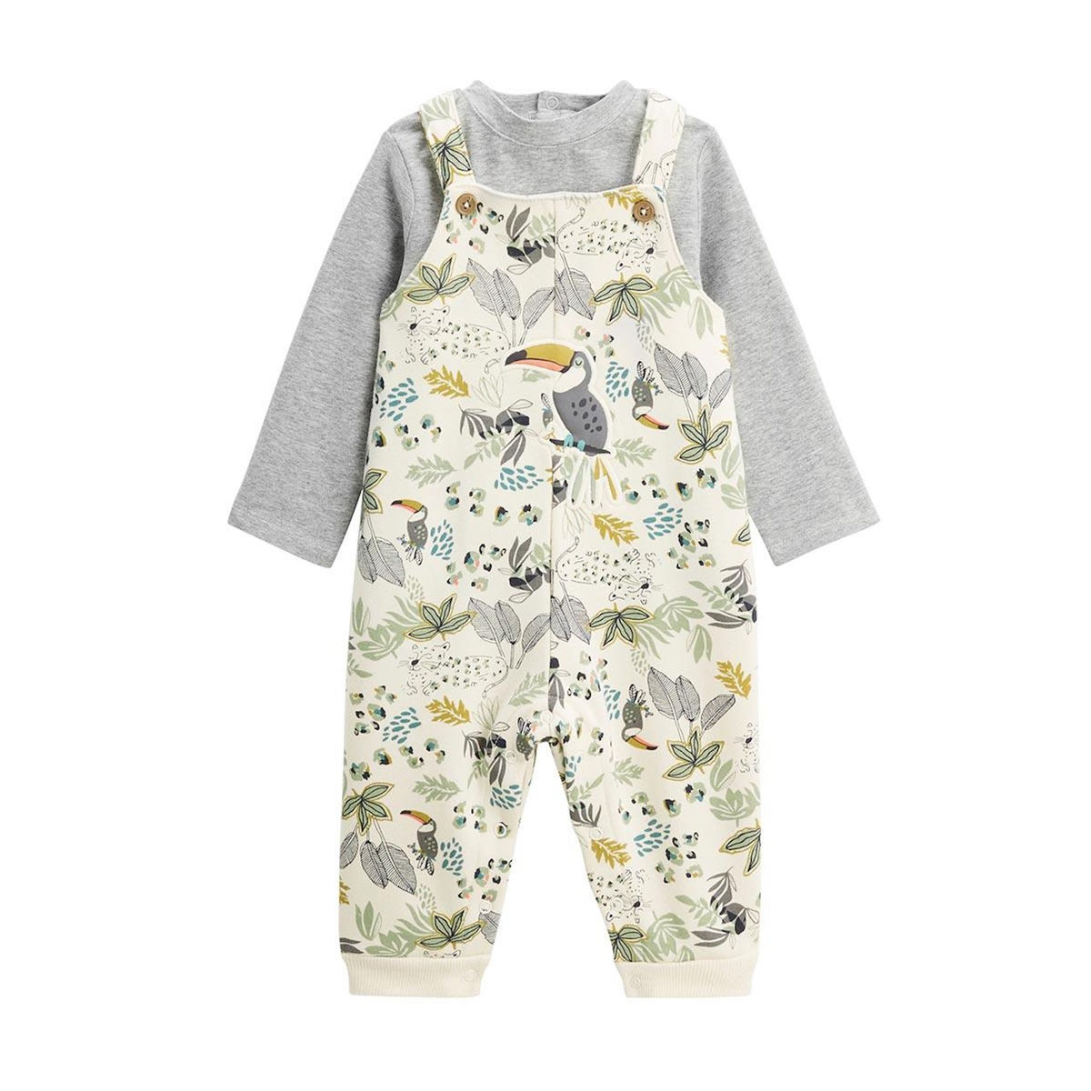 Petit Béguin Ensemble salopette bébé en molleton et t-shirt Boavista