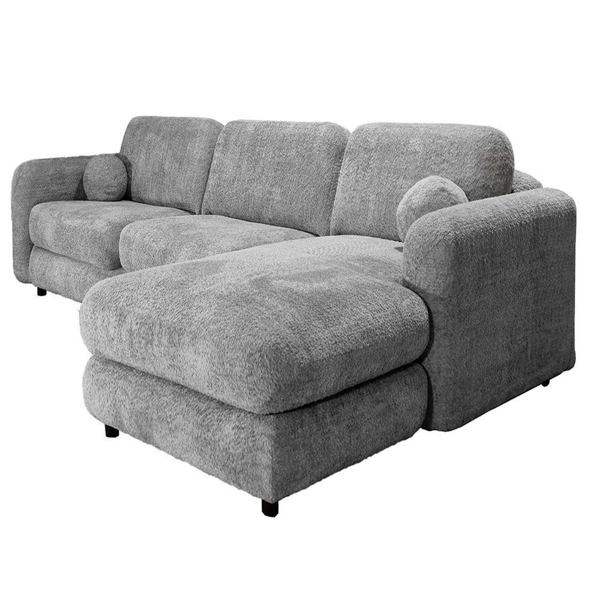 Voir la diapositive 2 : BEST MOBILIER Rachel - canapé d'angle droit 4 places en tissu bouclette
