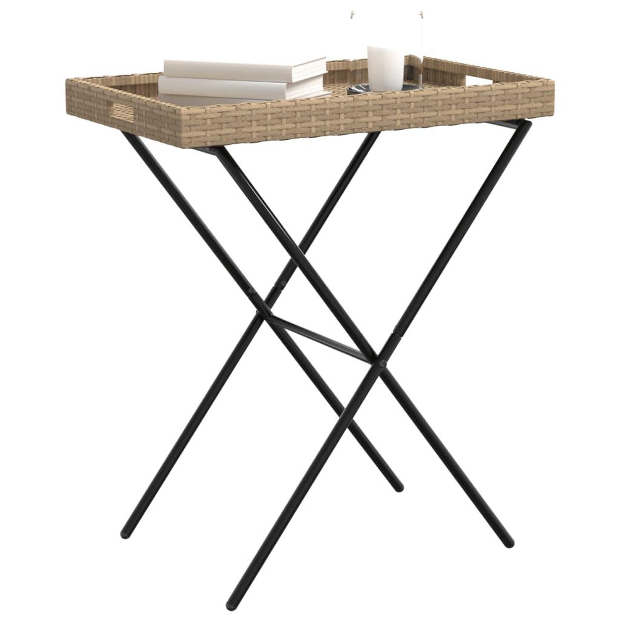 Voir la diapositive 4 : VIDAXL Table a plateau pliable beige 65x40x75 cm resine tressee