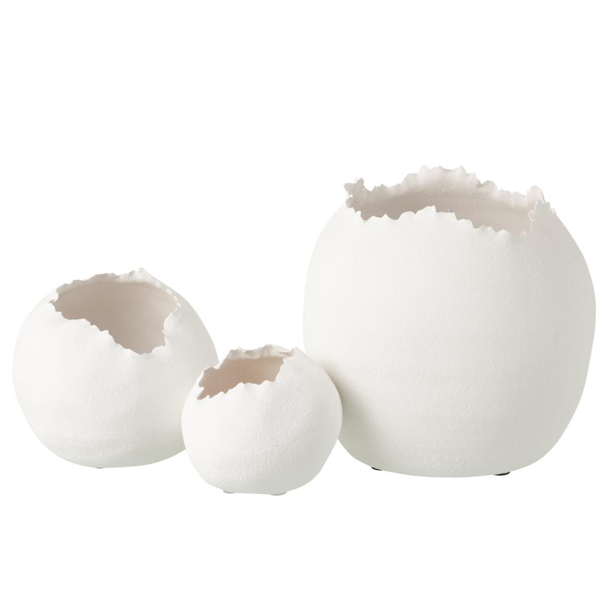 Voir la diapositive 2 : J-LINE Cache-pot irrégulier en argile  justin  29cm blanc