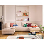 LISA DESIGN Anna - canapé panoramique d'angle gauche 7 places convertible avec coffre en velours texturé. Coloris disponibles : Gris, Vert, Orange, Violet, Bleu, Beige