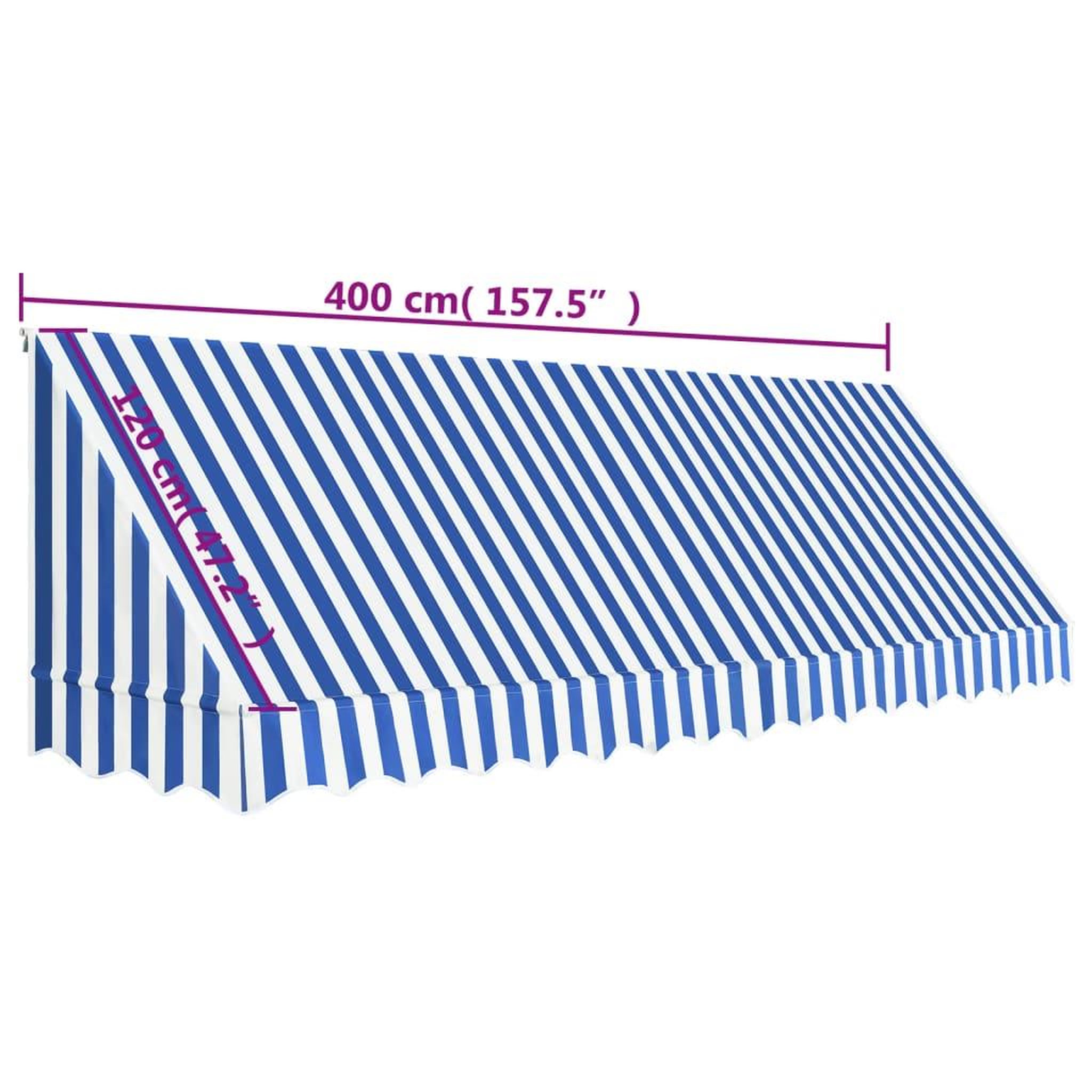 Voir la diapositive 6 : VIDAXL Auvent de bistro 400x120 cm Bleu et blanc