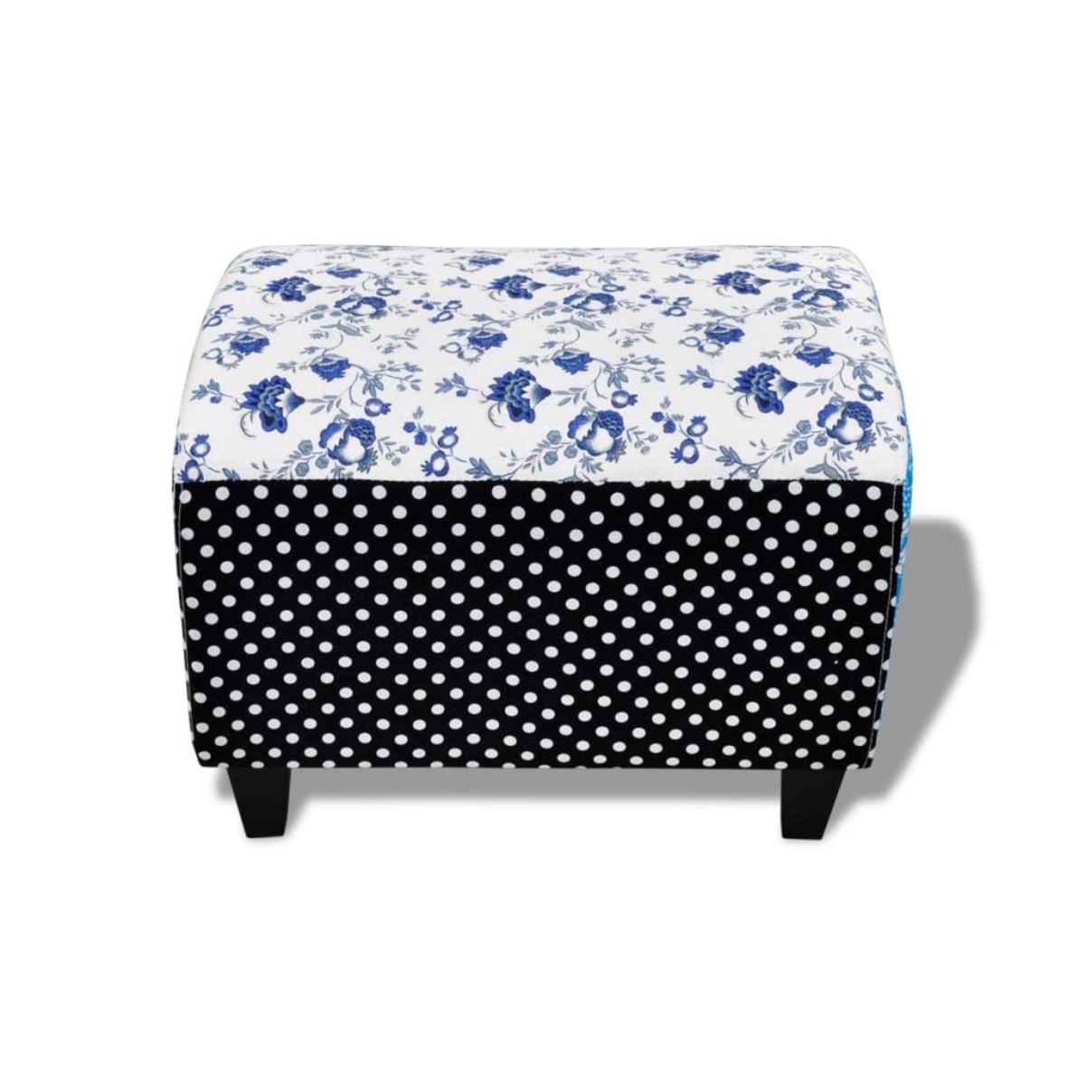 VIDAXL Repose-pied Design avec patchwork Bleu et blanc