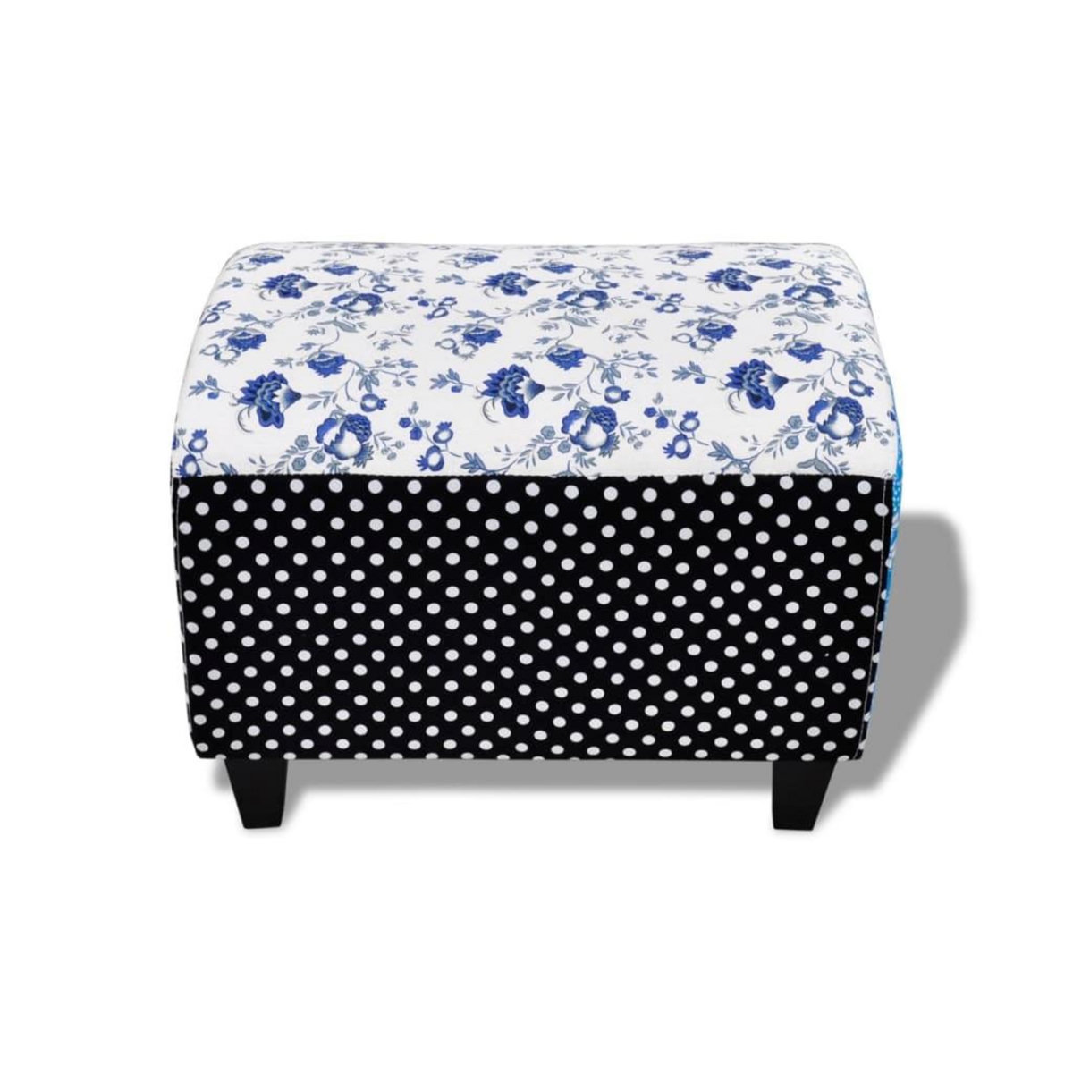 VIDAXL Repose-pied Design avec patchwork Bleu et blanc