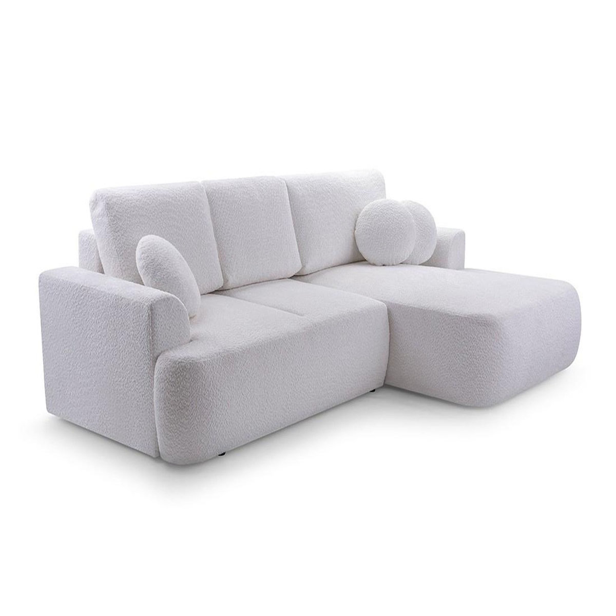 BEST MOBILIER Candela - canapé d'angle droit 4 places - convertible avec coffre - en tissu bouclette