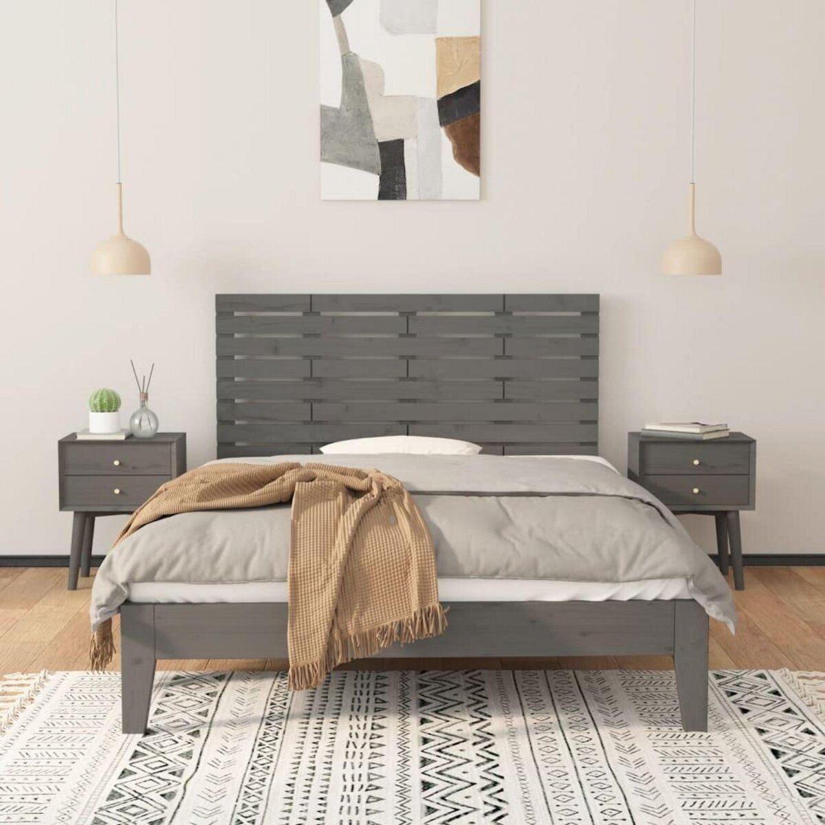 VIDAXL Tete de lit murale Gris 126x3x63 cm Bois massif de pin
