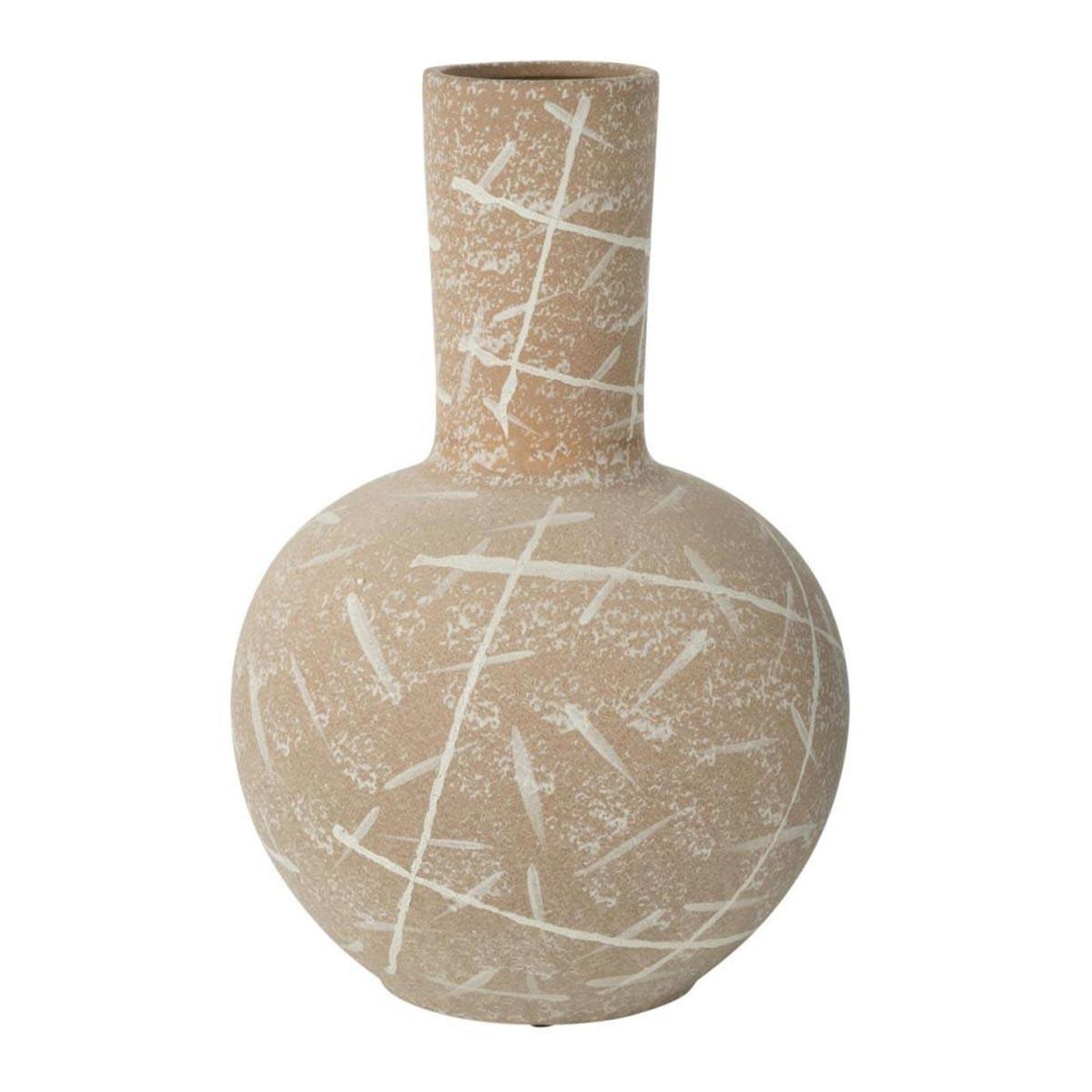 J-LINE Vase globe en grès  dune  52cm beige & blanc