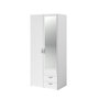 Voir la diapositive 6 : PARISOT Armoire VARIA - Décor blanc - 2 portes battantes + 1 miroir + 2 tiroirs - L 81 x H 185 x P 51 cm - PARISOT