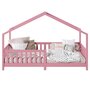 IDIMEX Lit cabane enfant 90x190 cm LISAN lit Simple montessori avec Barrières de Protection en Bois Massif lasuré rose