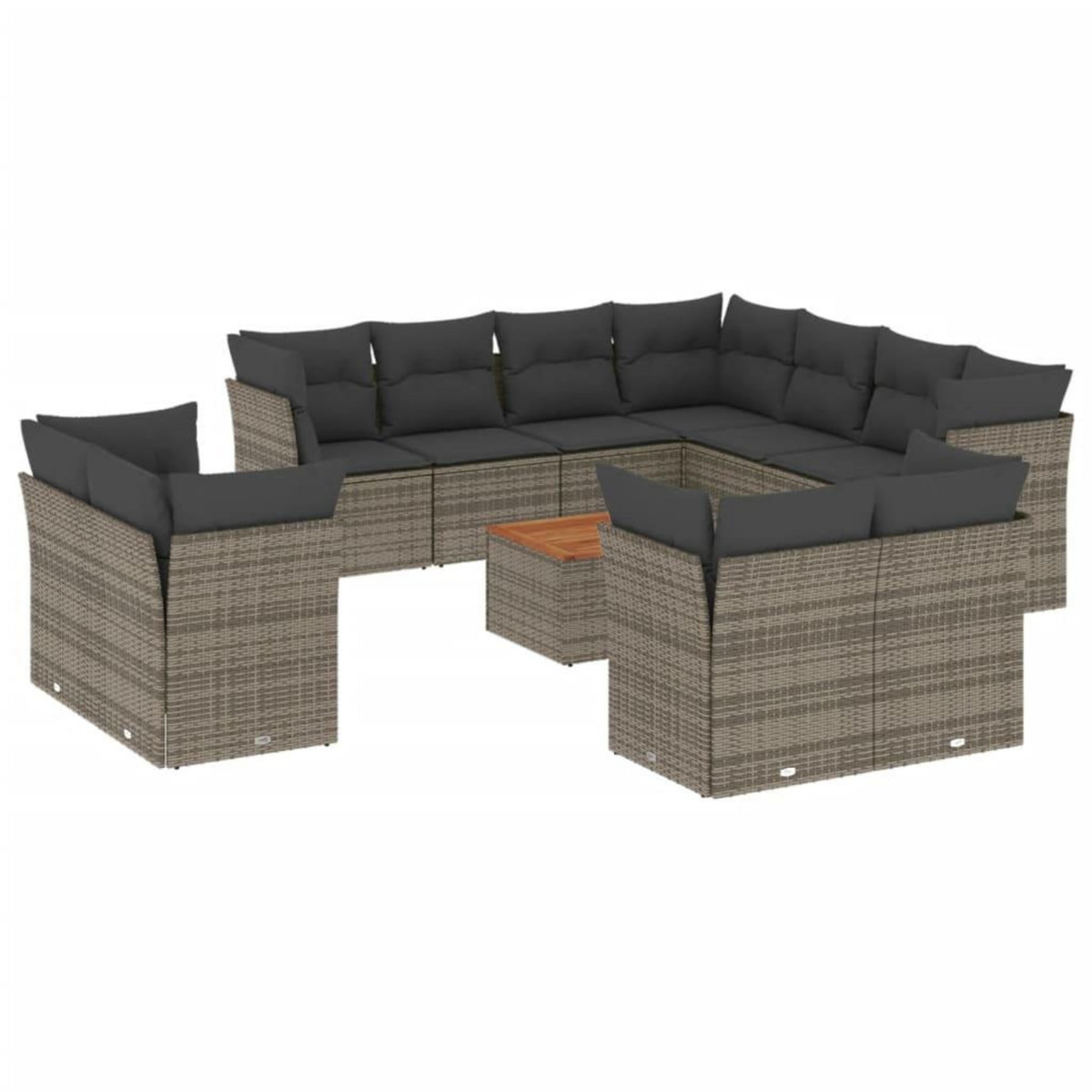 VIDAXL Salon de jardin avec coussins 12 pcs gris resine tressee