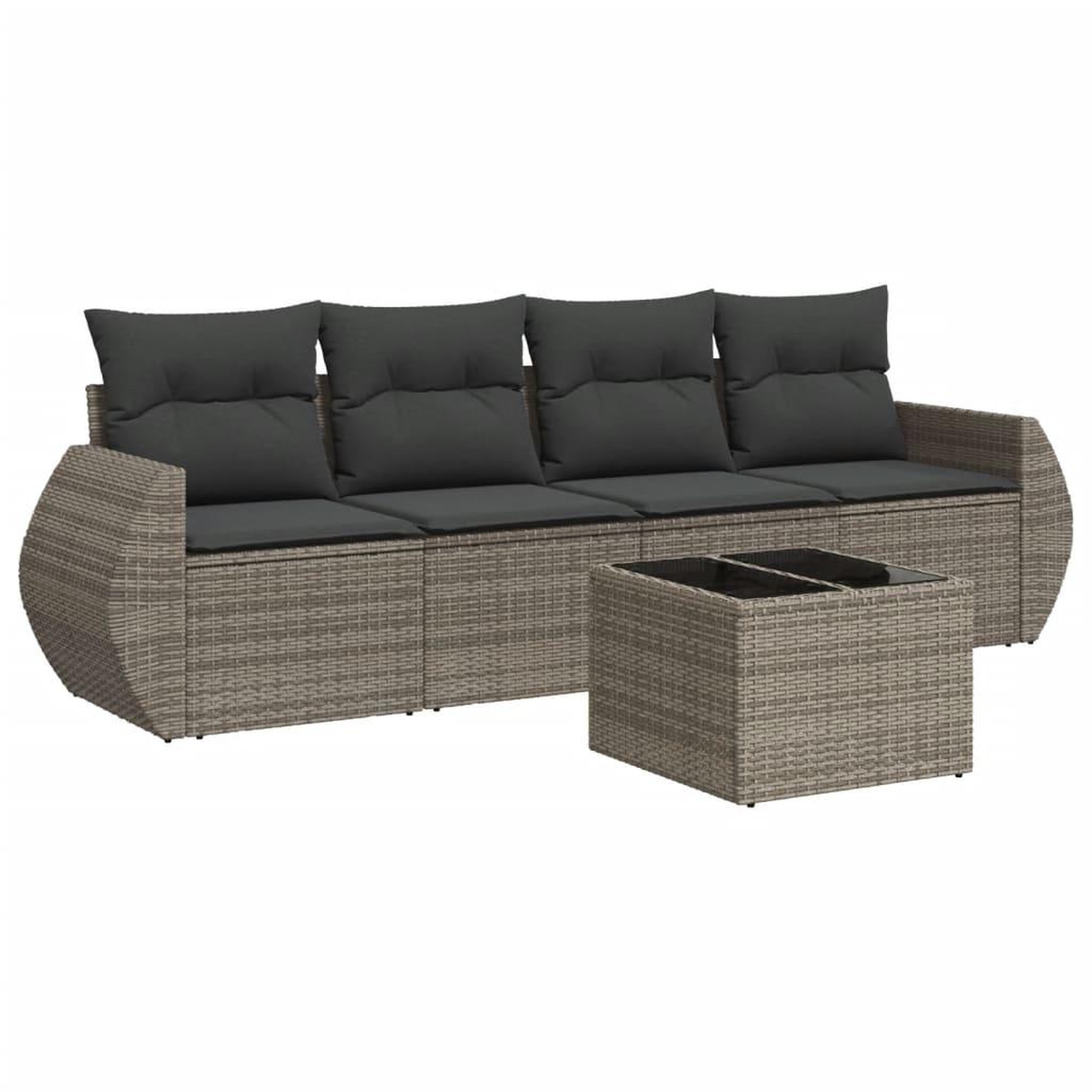 Voir la diapositive 2 : VIDAXL Salon de jardin 5 pcs avec coussins gris resine tressee