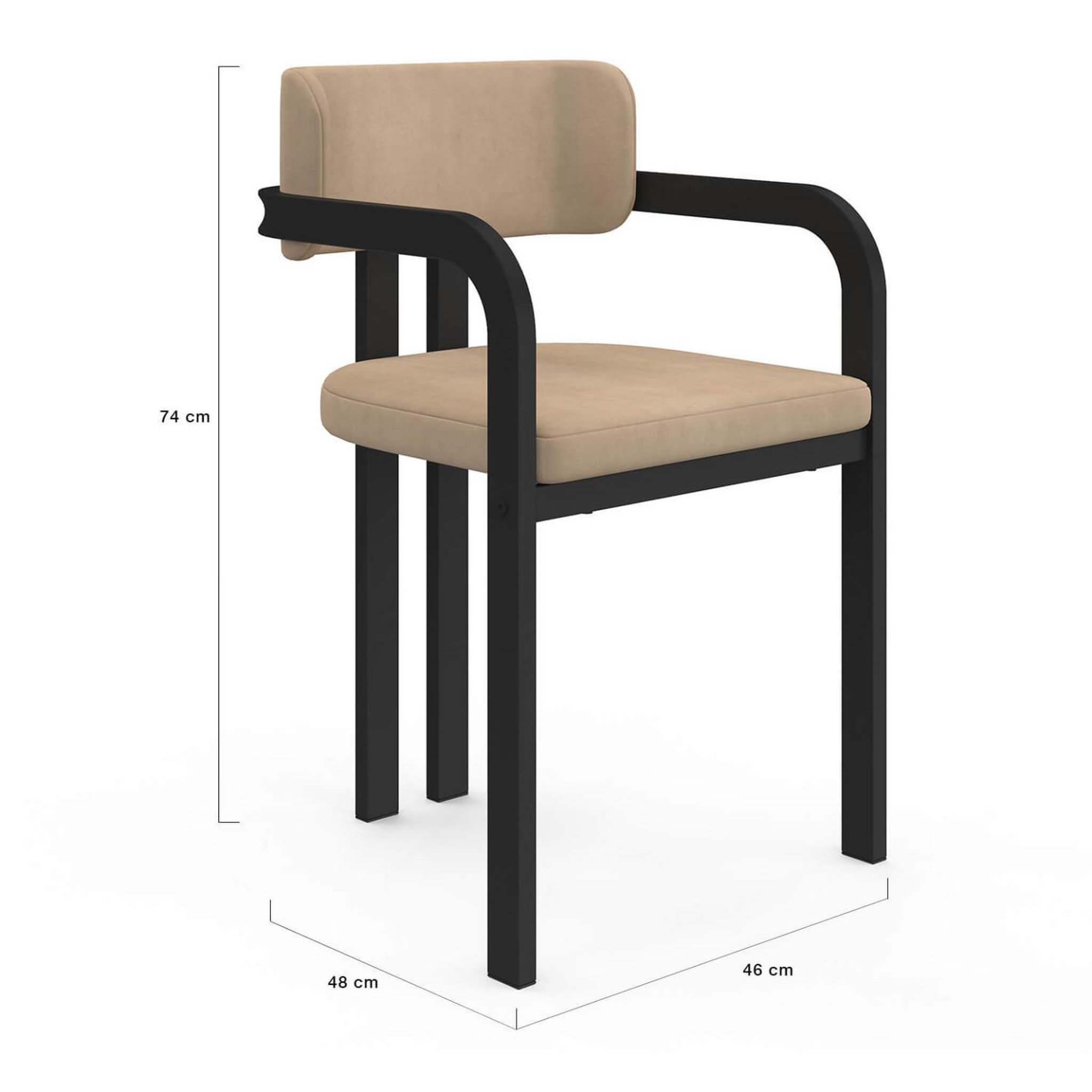 Voir la diapositive 5 : ID MARKET Lot de 2 chaises de salle à manger, fauteuils de table esma en métal noir et velours taupe avec accoudoirs