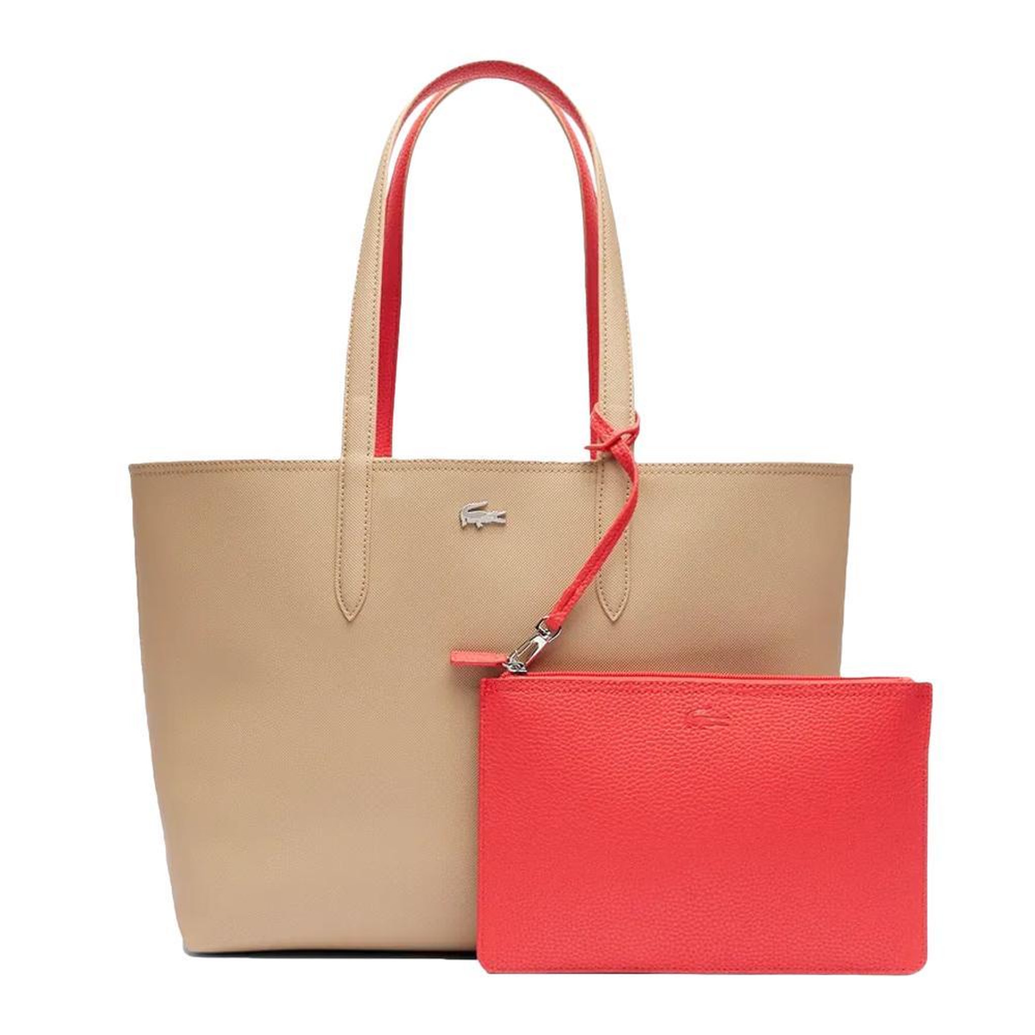 Voir la diapositive 2 : Lacoste Sac cabas réversible beige/rouge femme lacoste anna