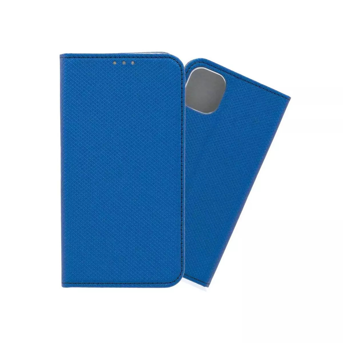 amahousse Housse bleue iPhone 11 folio texturé rabat aimanté