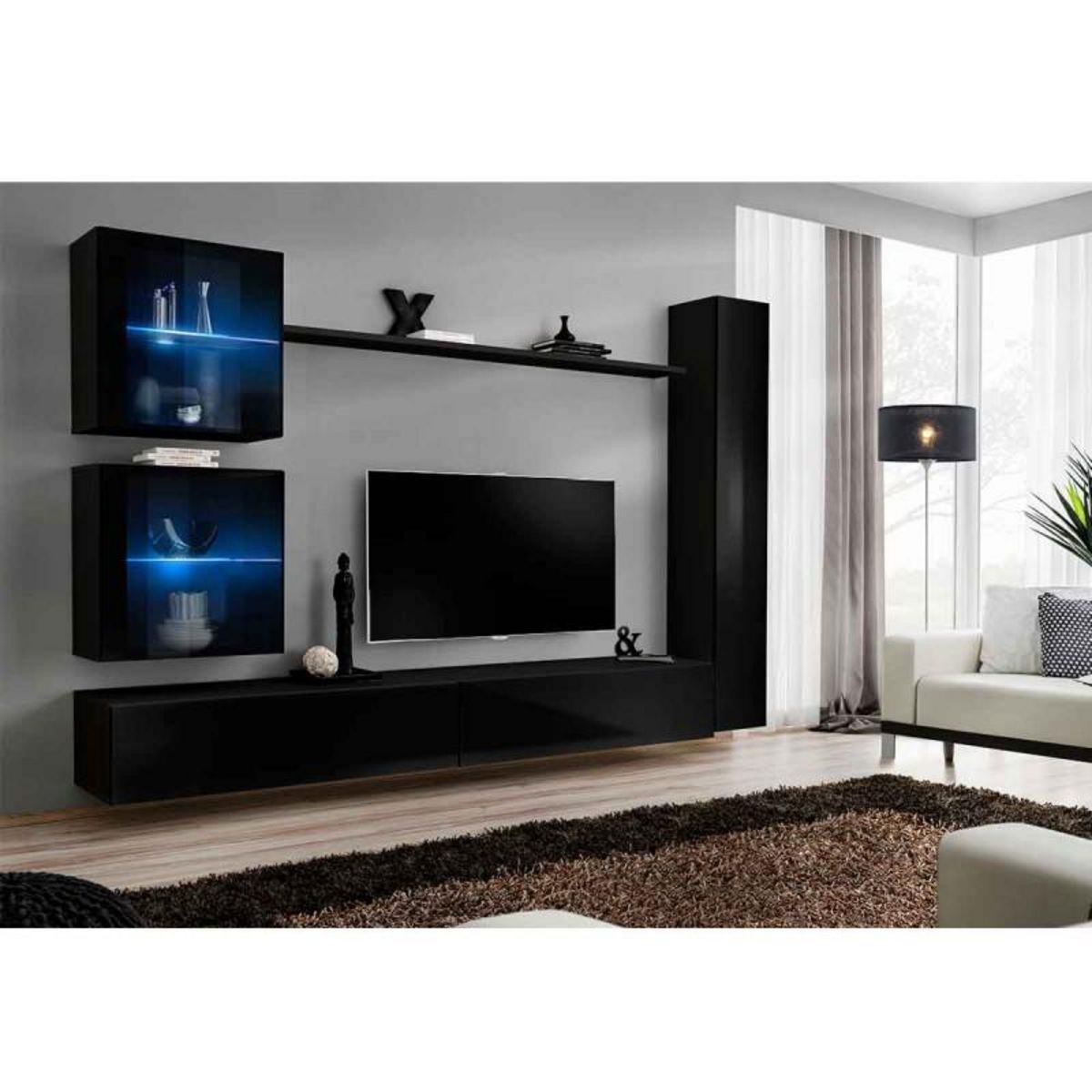 Paris Prix Meuble TV Mural Design  Switch XVIII  280cm Noir