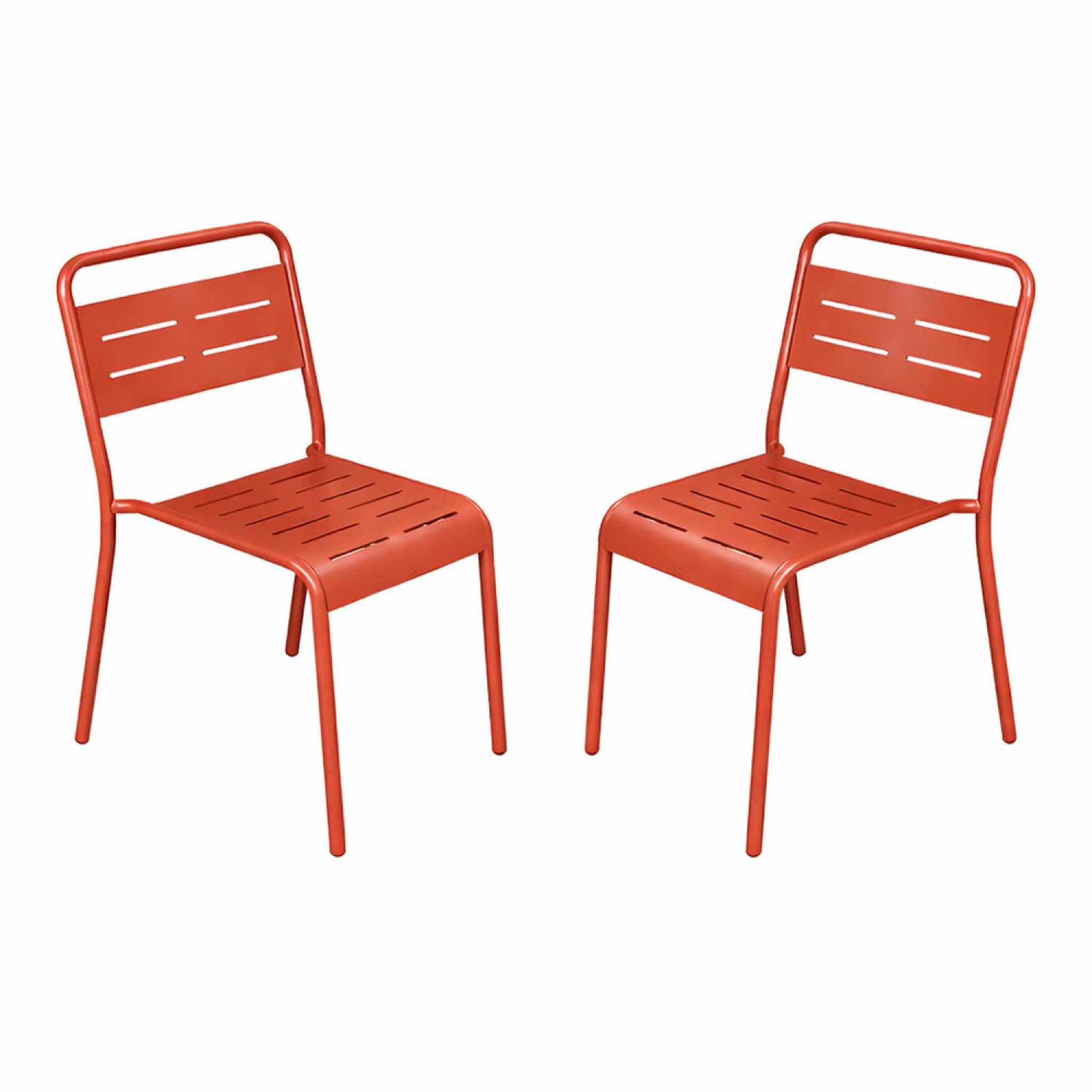 CONCEPT USINE Lot de 2 chaises de jardin empilables terracotta bergame