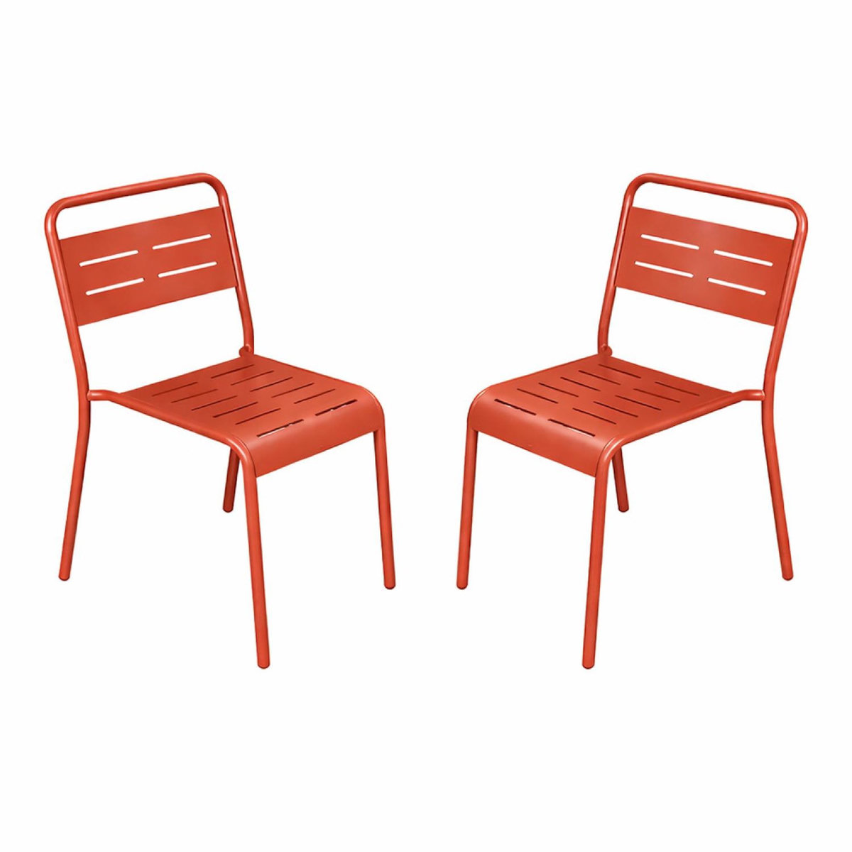 CONCEPT USINE Lot de 2 chaises de jardin empilables terracotta BERGAME