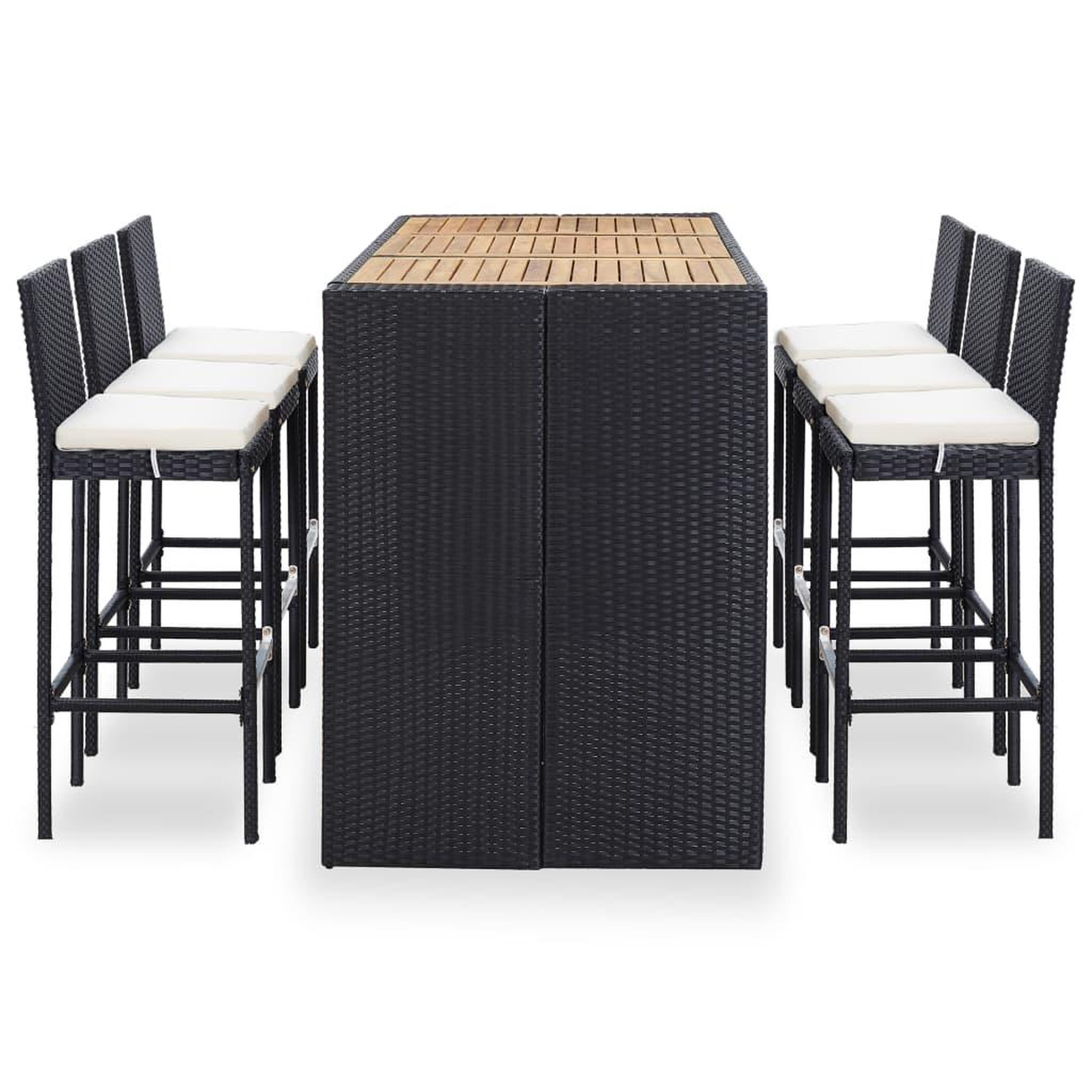 Voir la diapositive 2 : VIDAXL Ensemble de bar de jardin 7 pcs et coussins Resine tressee Noir