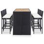 Voir la diapositive 2 : VIDAXL Ensemble de bar de jardin 7 pcs et coussins Resine tressee Noir