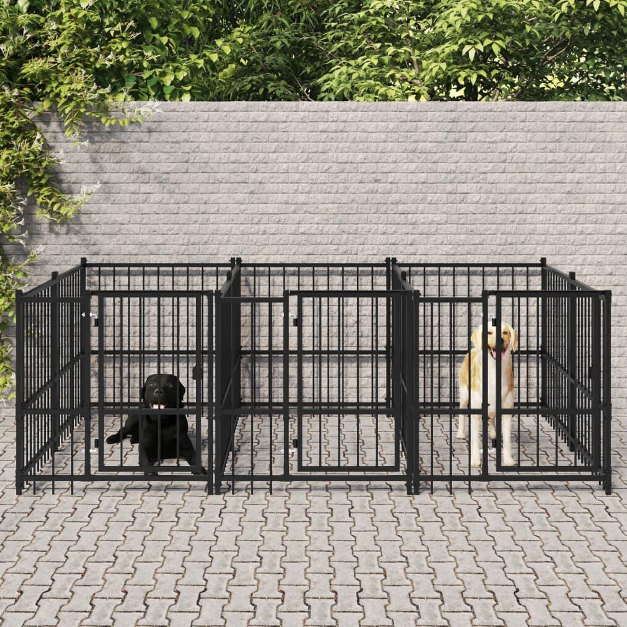 VIDAXL Chenil d'exterieur pour chiens Acier 5,63 m²
