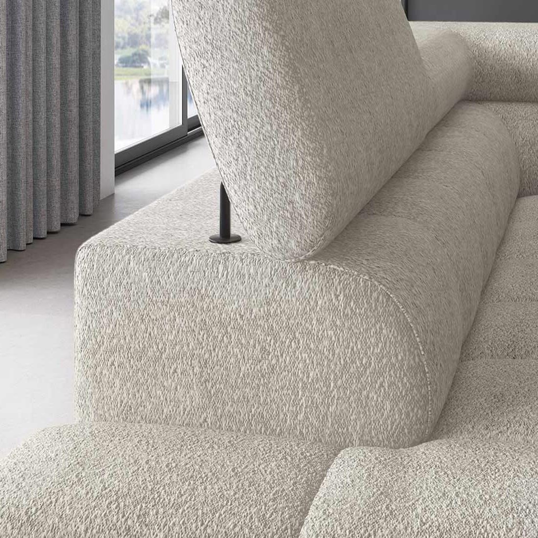 Voir la diapositive 5 : BEST MOBILIER Elisa - canapé d'angle gauche 5 places convertible avec coffre et têtières réglables en tissu bouclette