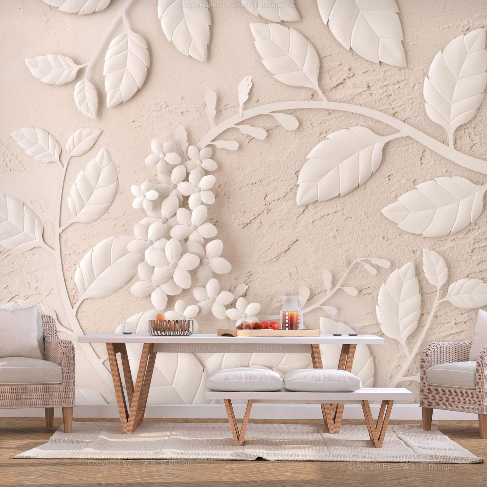 Paris Prix Papier peint  paper flowers beige. Coloris disponibles : Multicolore